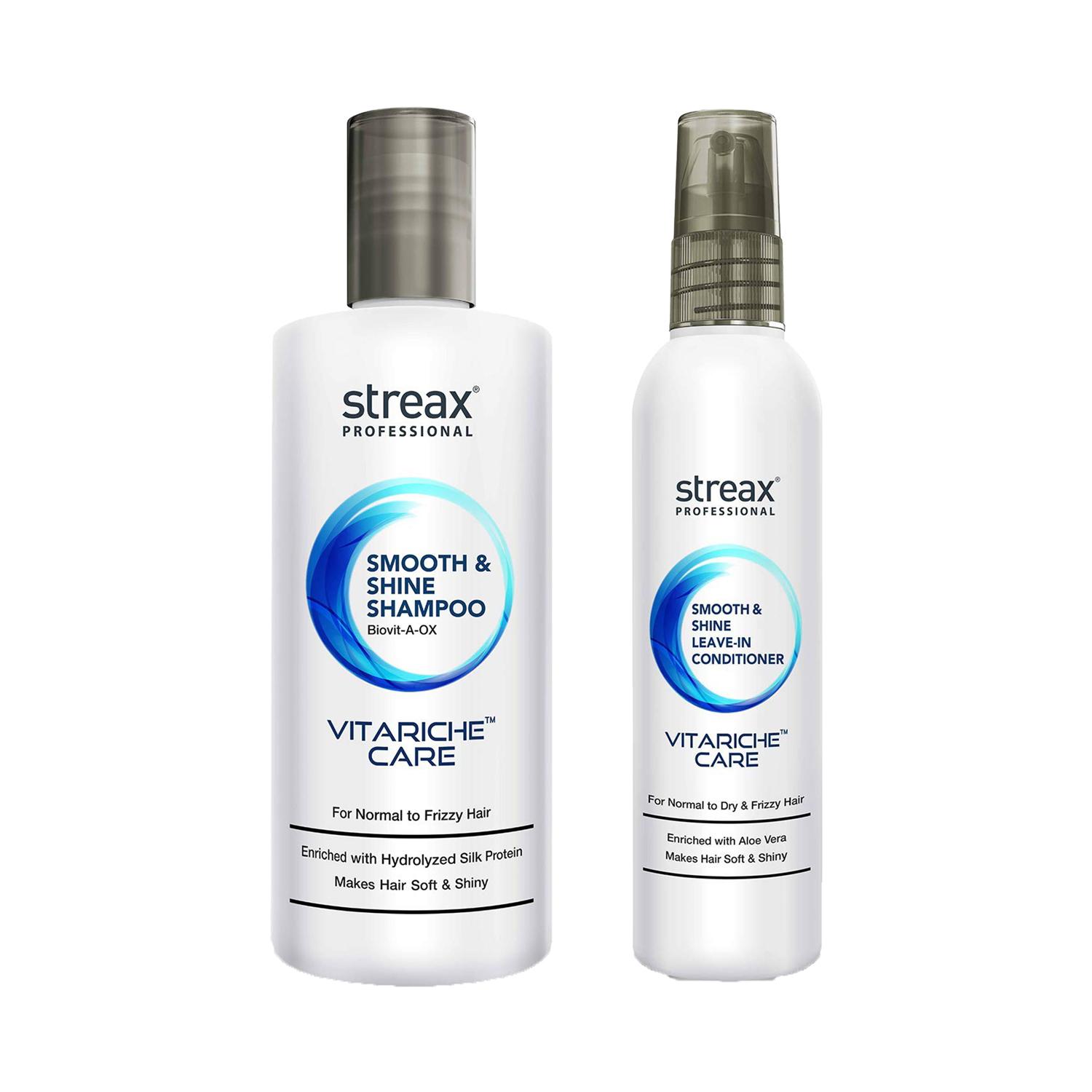 Streax Professional | Streax Professional Vitariche Care Smooth and Shine Shampoo + Conditioner Hair Care Combo