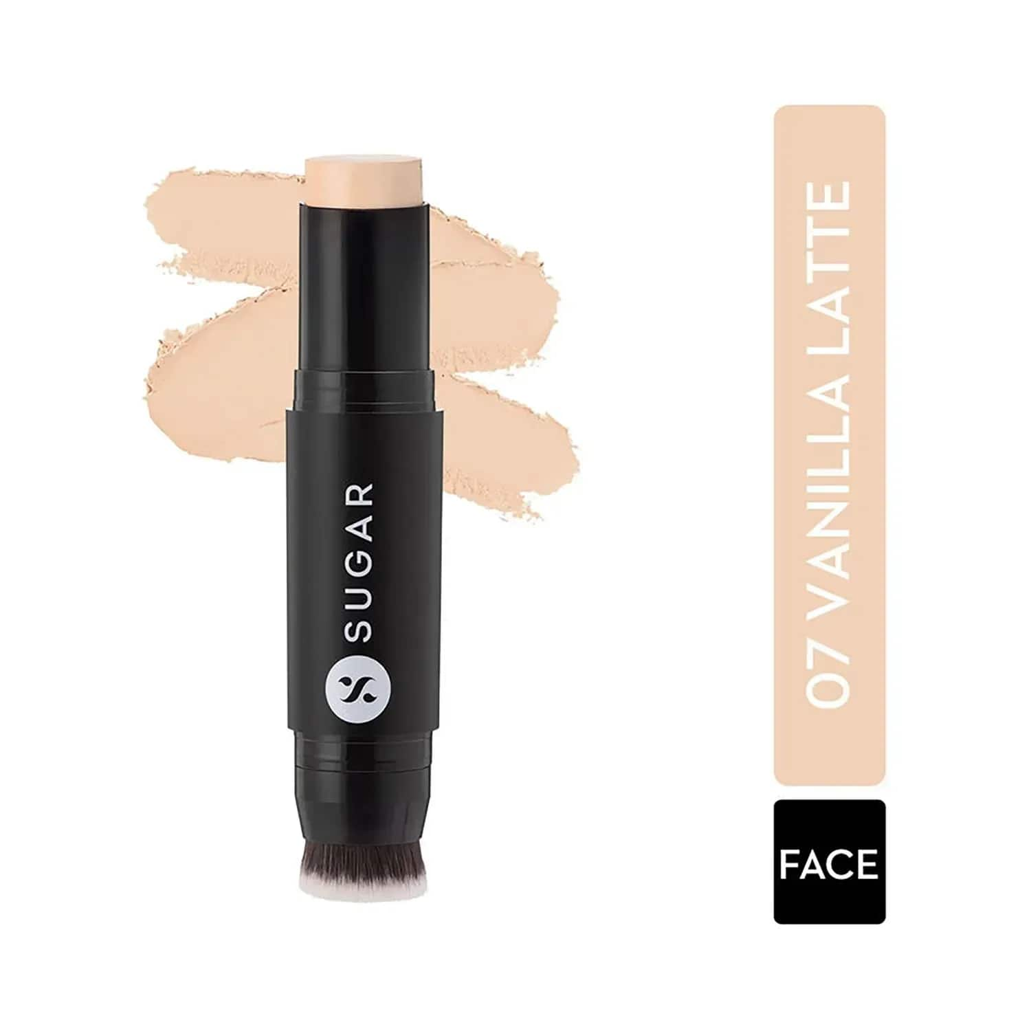 SUGAR Cosmetics | SUGAR Cosmetics Ace Of Face Foundation Stick With Inbuilt Brush - 07 Vanilla Latte (Fair, Golden Undertone) (12g)