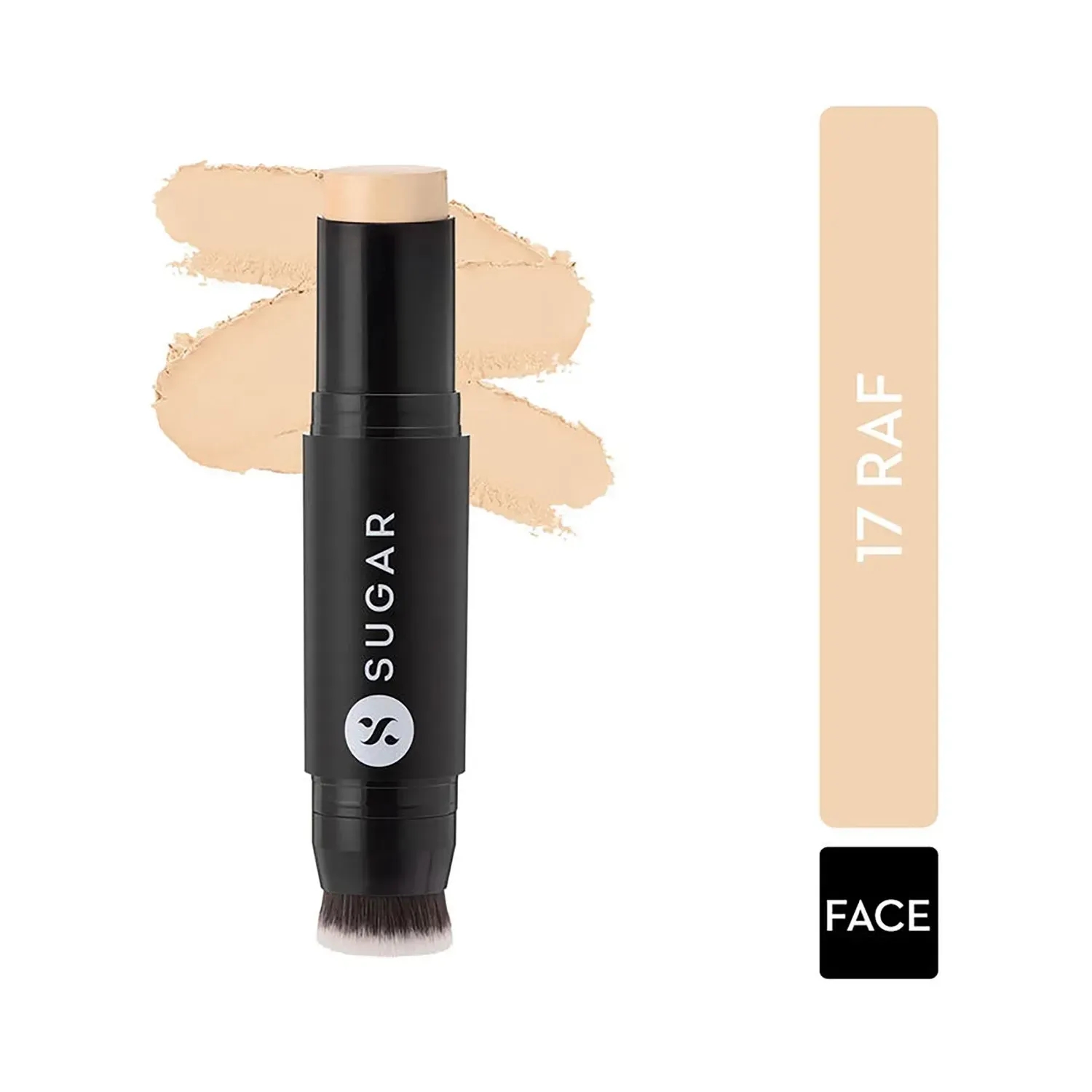 SUGAR Cosmetics | SUGAR Cosmetics Ace Of Face Foundation Stick With Inbuilt Brush - 17 Raf (Light, Golden Undertone) (12g)