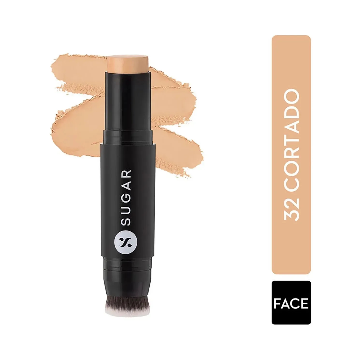 SUGAR Cosmetics | SUGAR Cosmetics Ace Of Face Foundation Stick With Inbuilt Brush - 32 Cortado (Medium, Golden Undertone) (12g)