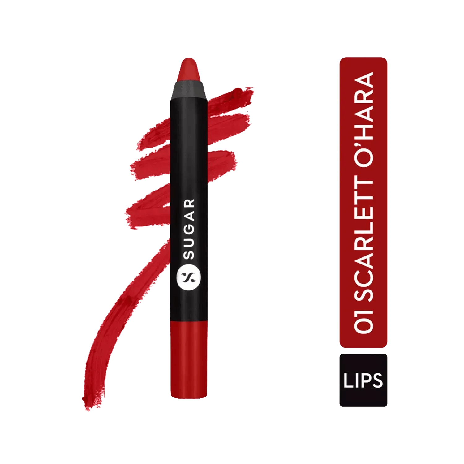 SUGAR Cosmetics | SUGAR Cosmetics Matte As Hell Crayon Lipstick - 01 Scarlett O'hara (Red) (2.8gm)