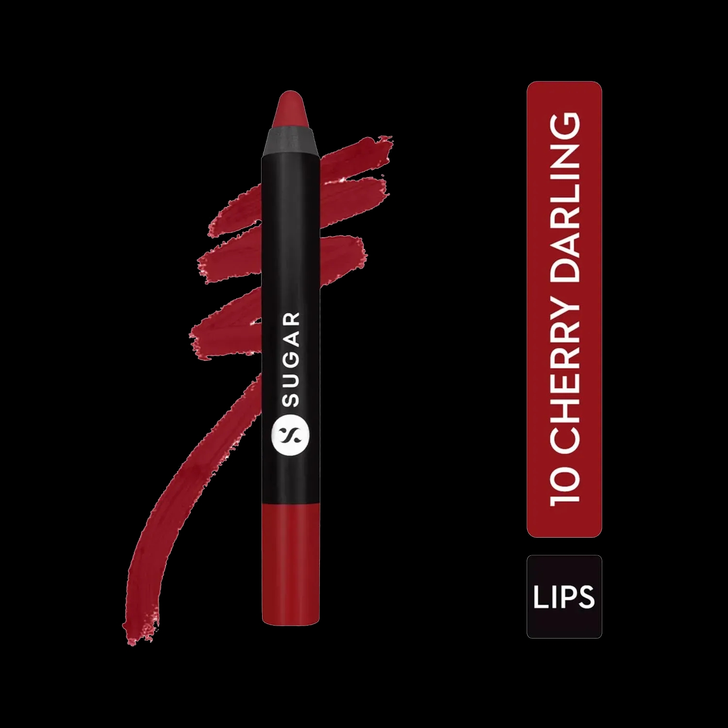 SUGAR Cosmetics Matte As Hell Crayon Lipstick - 10 Cherry Darling (Cherry Red) (2.8g)