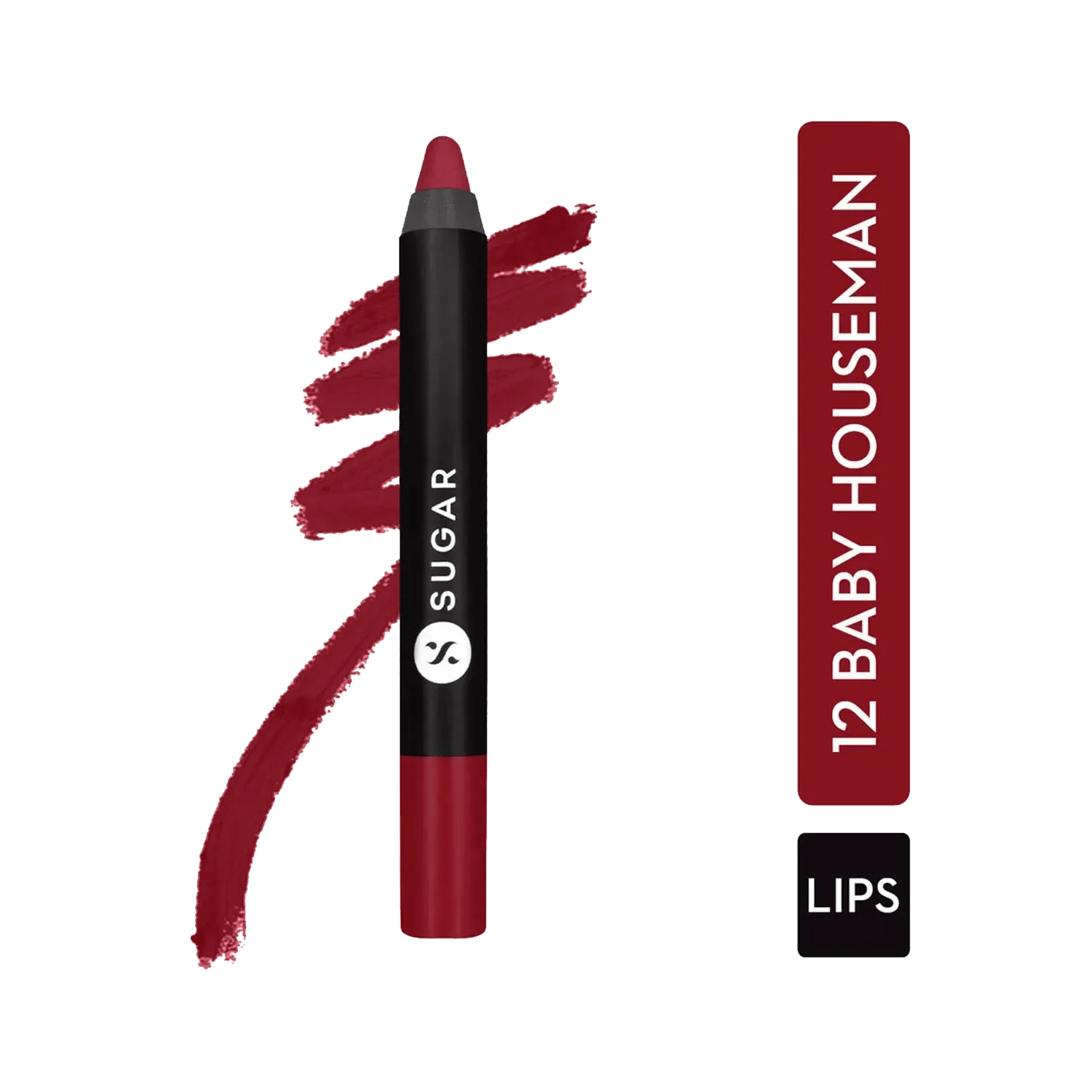 SUGAR Cosmetics | SUGAR Cosmetics Matte As Hell Crayon Lipstick - 12 Baby Houseman (Deep Pink) (2.8g)