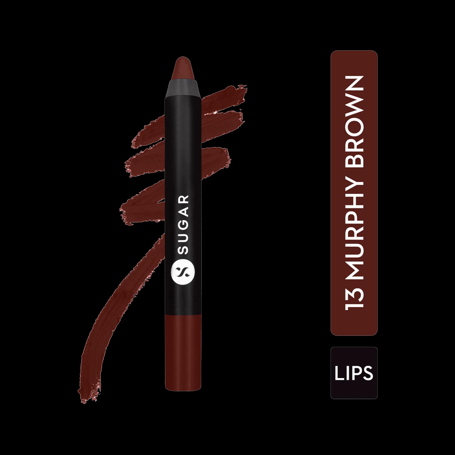 SUGAR Cosmetics | SUGAR Cosmetics Matte As Hell Crayon Lipstick - 13 Murphy Brown (Chocolate Burgundy) (2.8g)