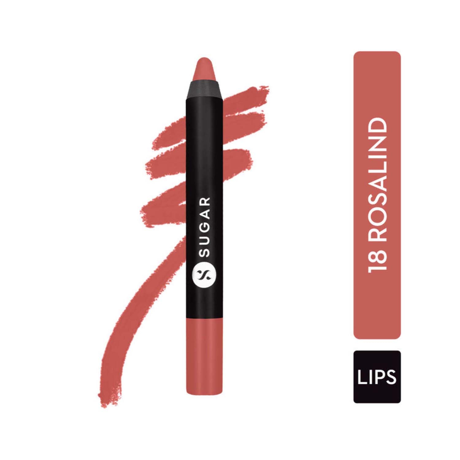 SUGAR Cosmetics | SUGAR Cosmetics Matte As Hell Crayon Lipstick - 18 Rosalind (Nude Rose) (2.8g)