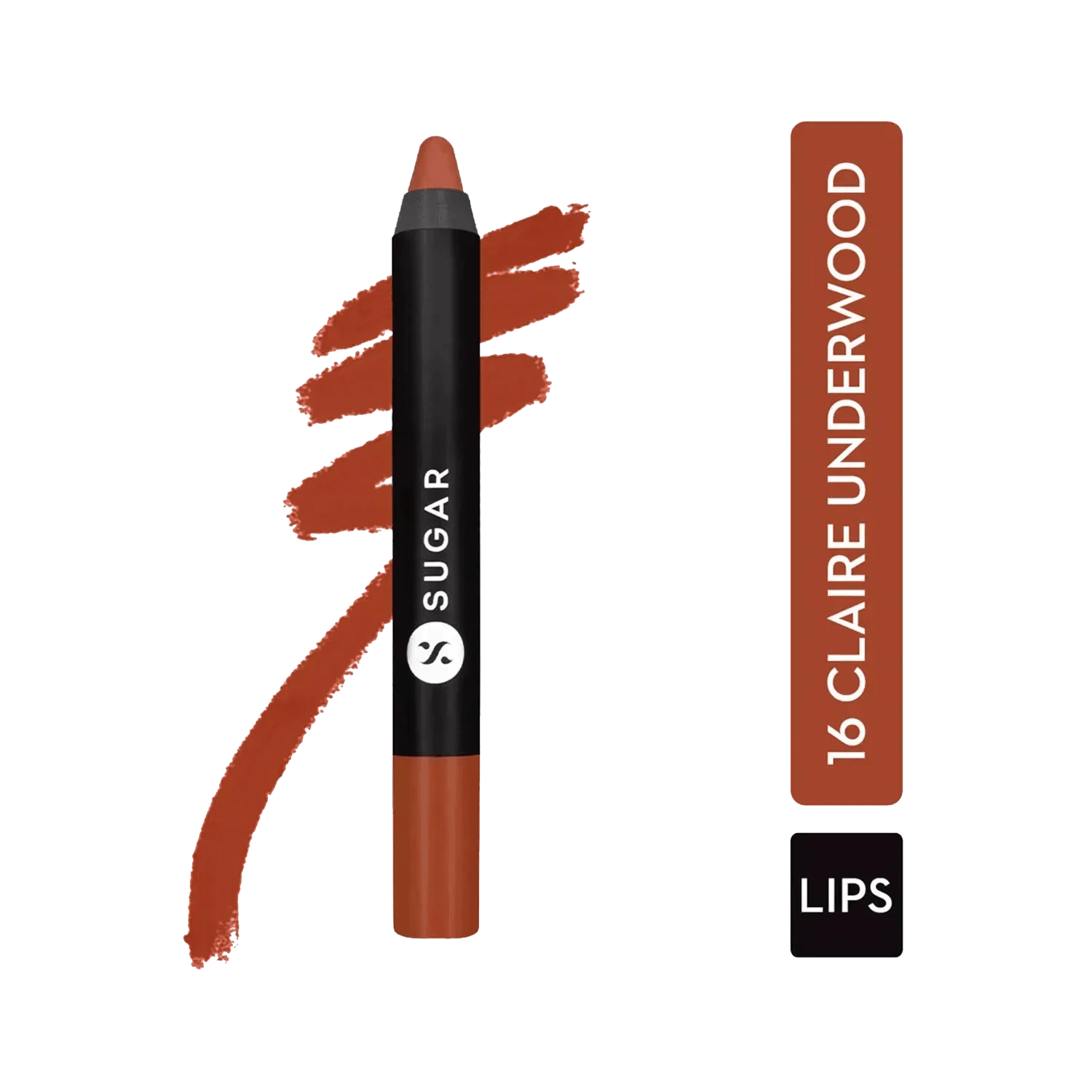 SUGAR Cosmetics | SUGAR Cosmetics Matte As Hell Crayon Lipstick - 16 Claire Underwood (Burnt Orange) (2.8g)