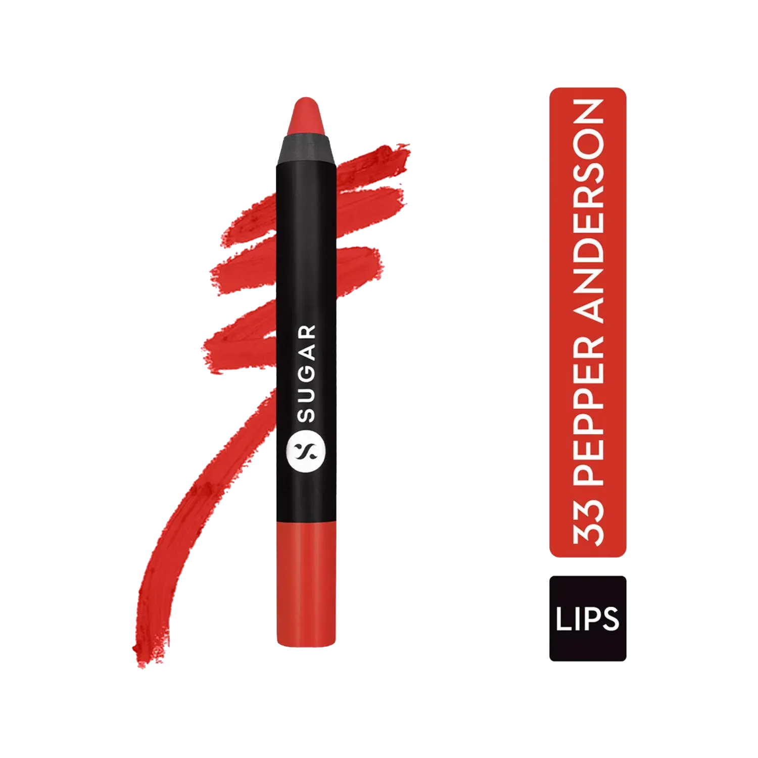 SUGAR Cosmetics | SUGAR Cosmetics Matte As Hell Crayon Lipstick - 33 Pepper Anderson (Orangey red) (2.8g)