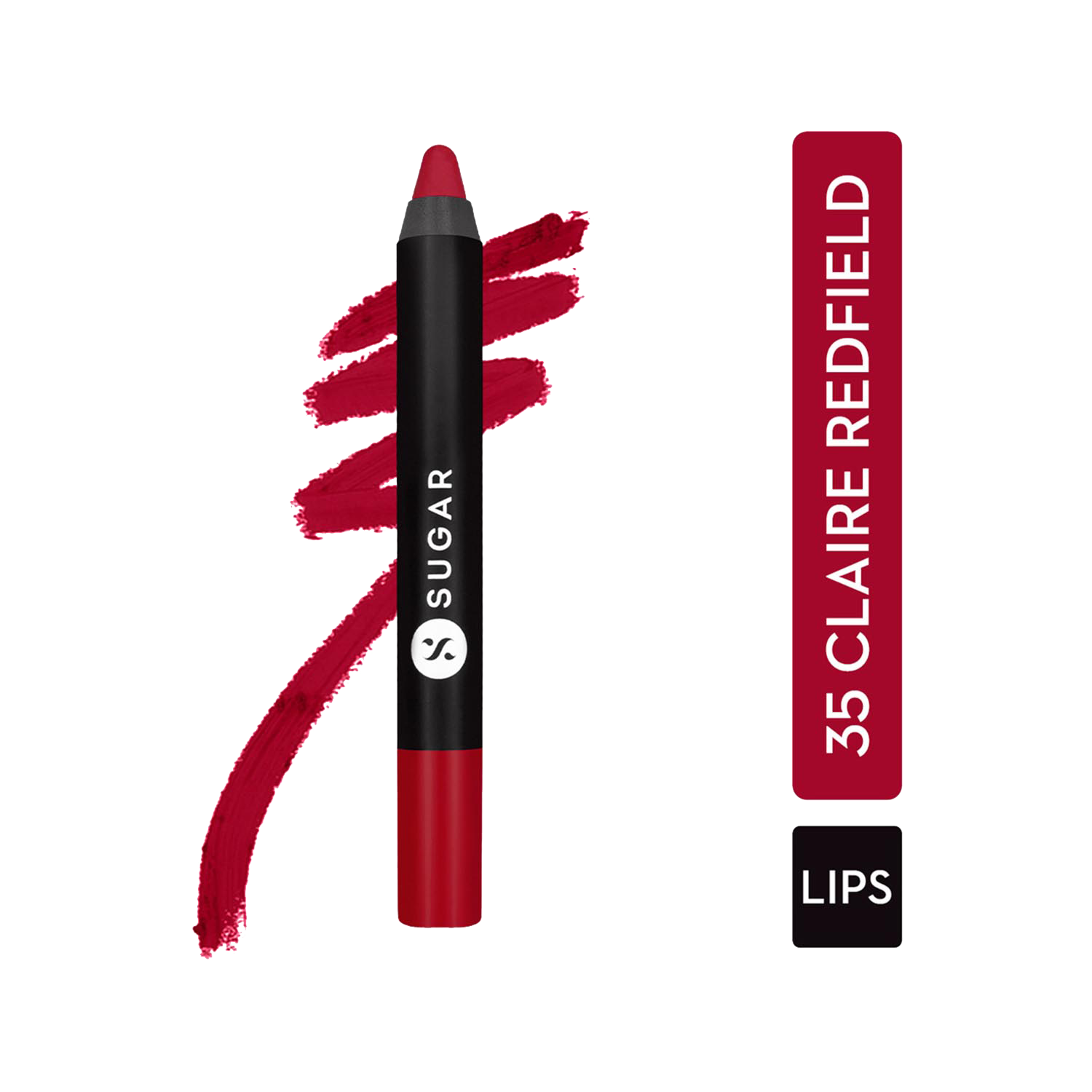 SUGAR Cosmetics | SUGAR Cosmetics Matte As Hell Crayon Lipstick - 35 Claire Redfield (Pure red) (2.8g)