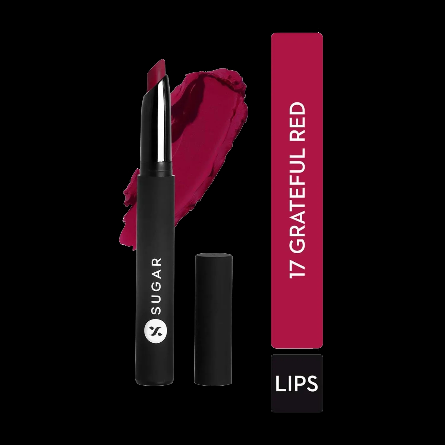 SUGAR Cosmetics | SUGAR Cosmetics Matte Attack Transferproof Lipstick - 17 Grateful Red (Bluish Red/Cool-Toned Red) (2g)