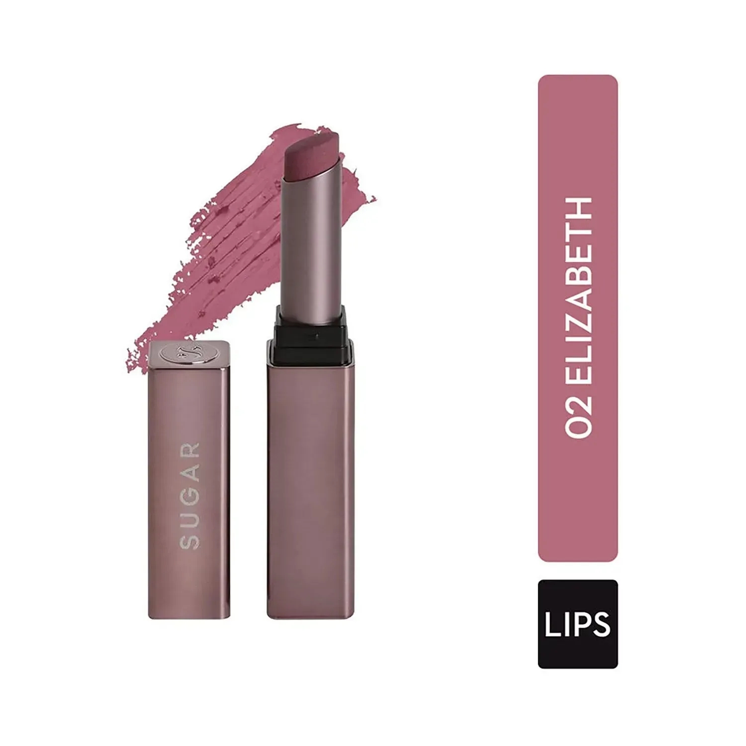 SUGAR Cosmetics | SUGAR Cosmetics Mettle Satin Lipstick - 02 Elizabeth (Rosy Cheeks Pink) (2.2g)