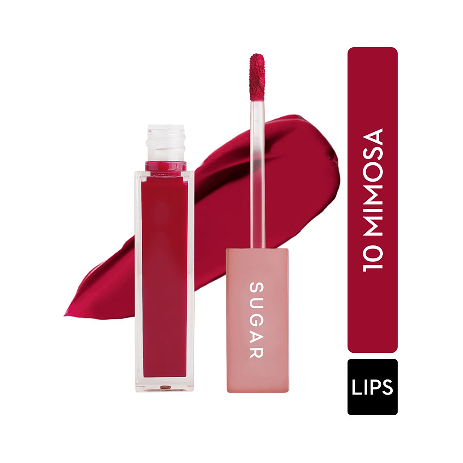 SUGAR Cosmetics | SUGAR Cosmetics Mettle Liquid Lipstick - 10 Mimosa (Deep Pinkish Red with Blue Undertone) (7ml)