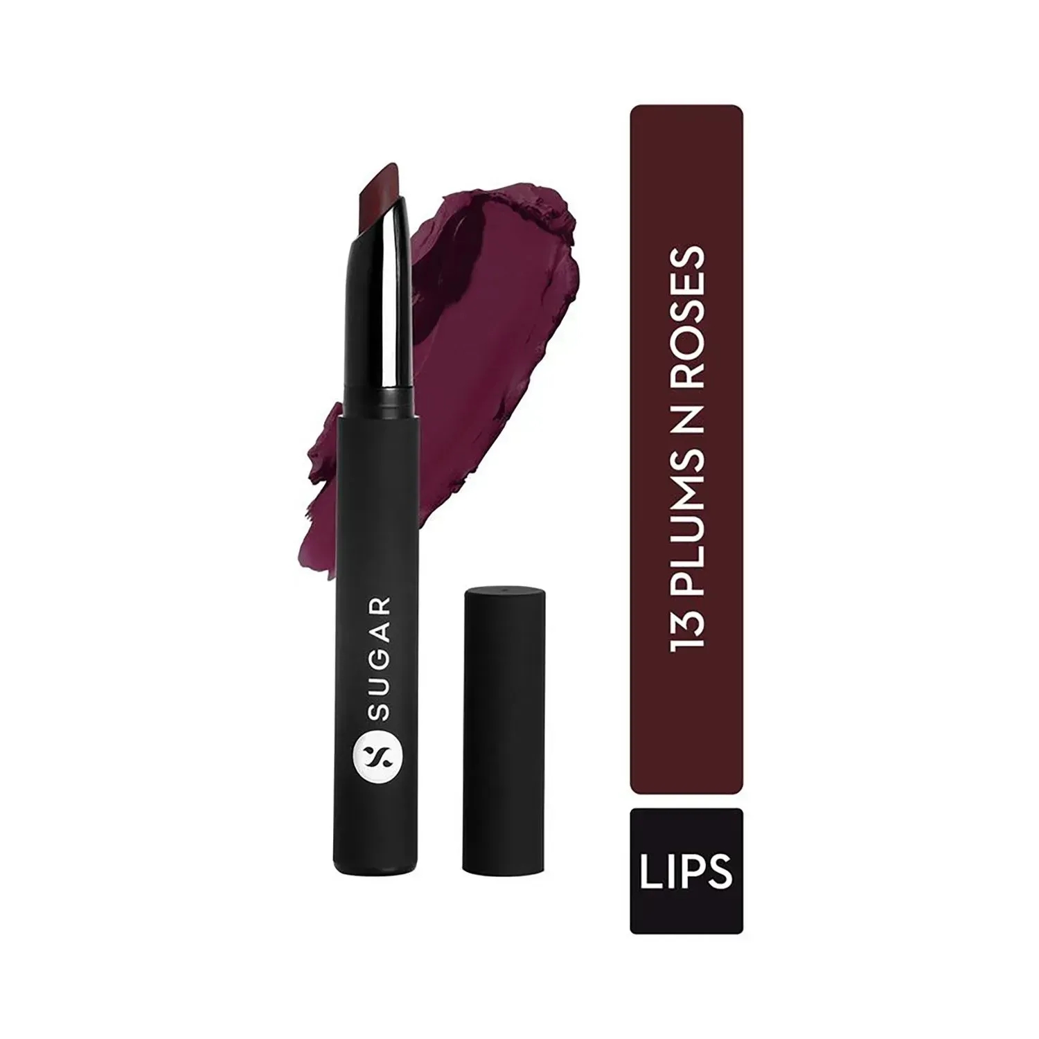 SUGAR Cosmetics | SUGAR Cosmetics Matte Attack Transferproof Lipstick - 13 Plums N Roses (Deep Reddish Plum) (2g)