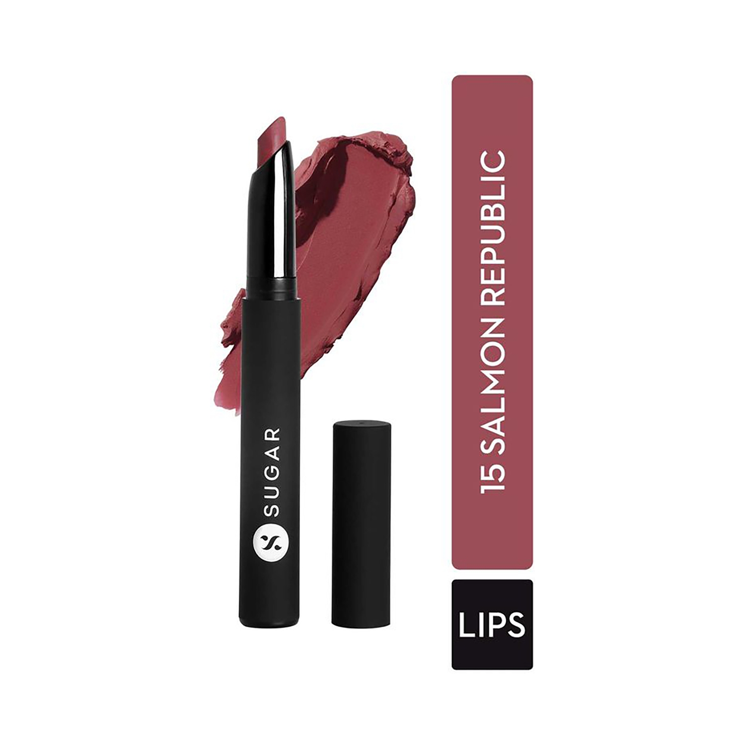 SUGAR Cosmetics | SUGAR Cosmetics Matte Attack Transferproof Lipstick - 15 Salmon Republic (Deep Salmon Pink) (2g)