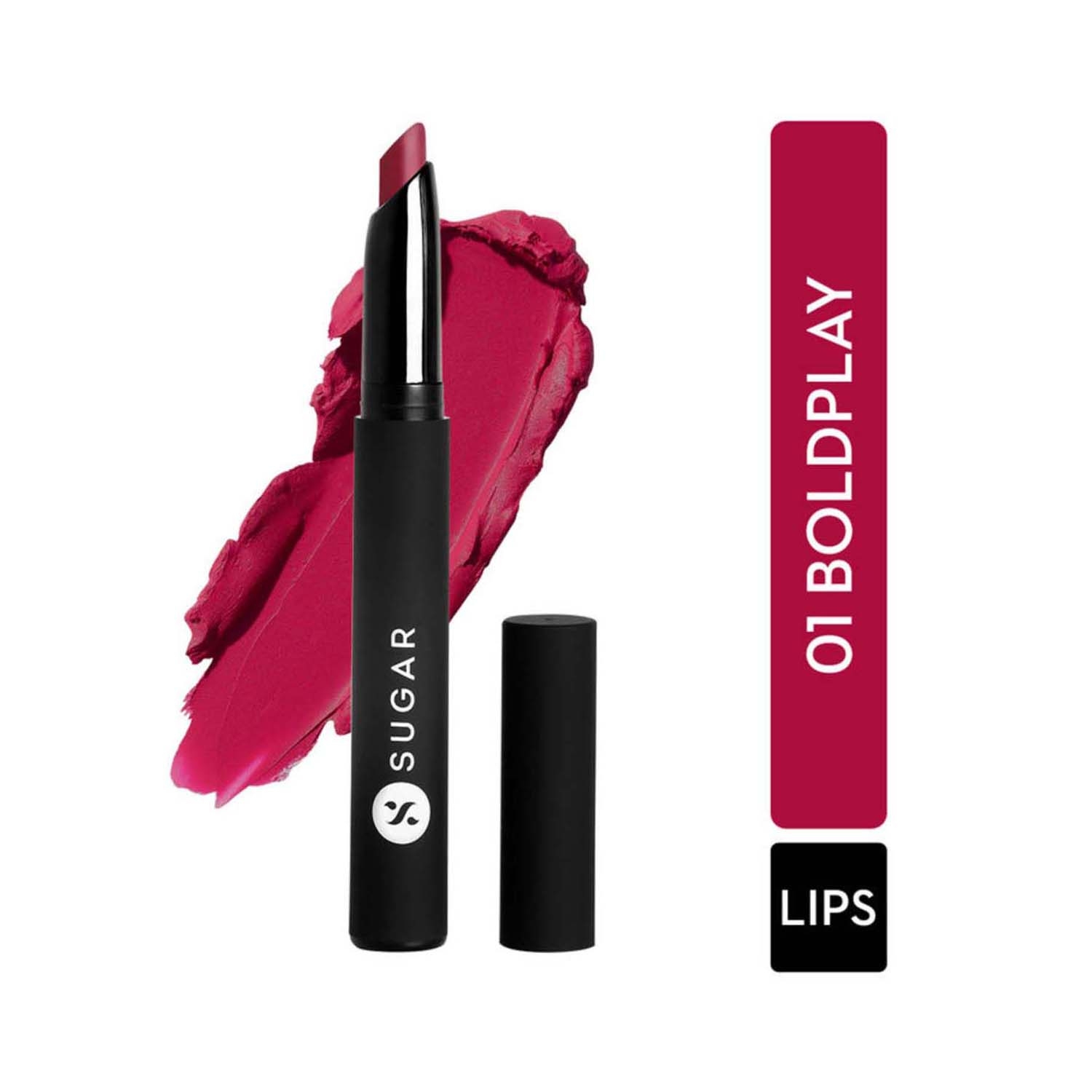 SUGAR Cosmetics | SUGAR Cosmetics Matte Attack Transferproof Lipstick - 01 Boldplay (Cardinal Pink) (2g)