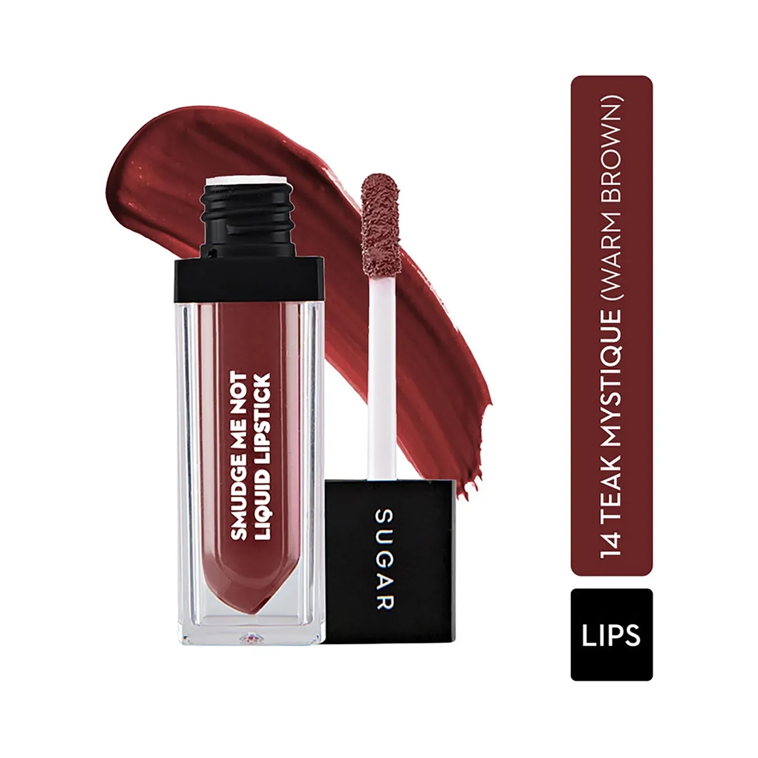 SUGAR Cosmetics | SUGAR Cosmetics Smudge Me Not Liquid Lipstick - 14 Teak Mystique (Warm Brown) (4.5ml)