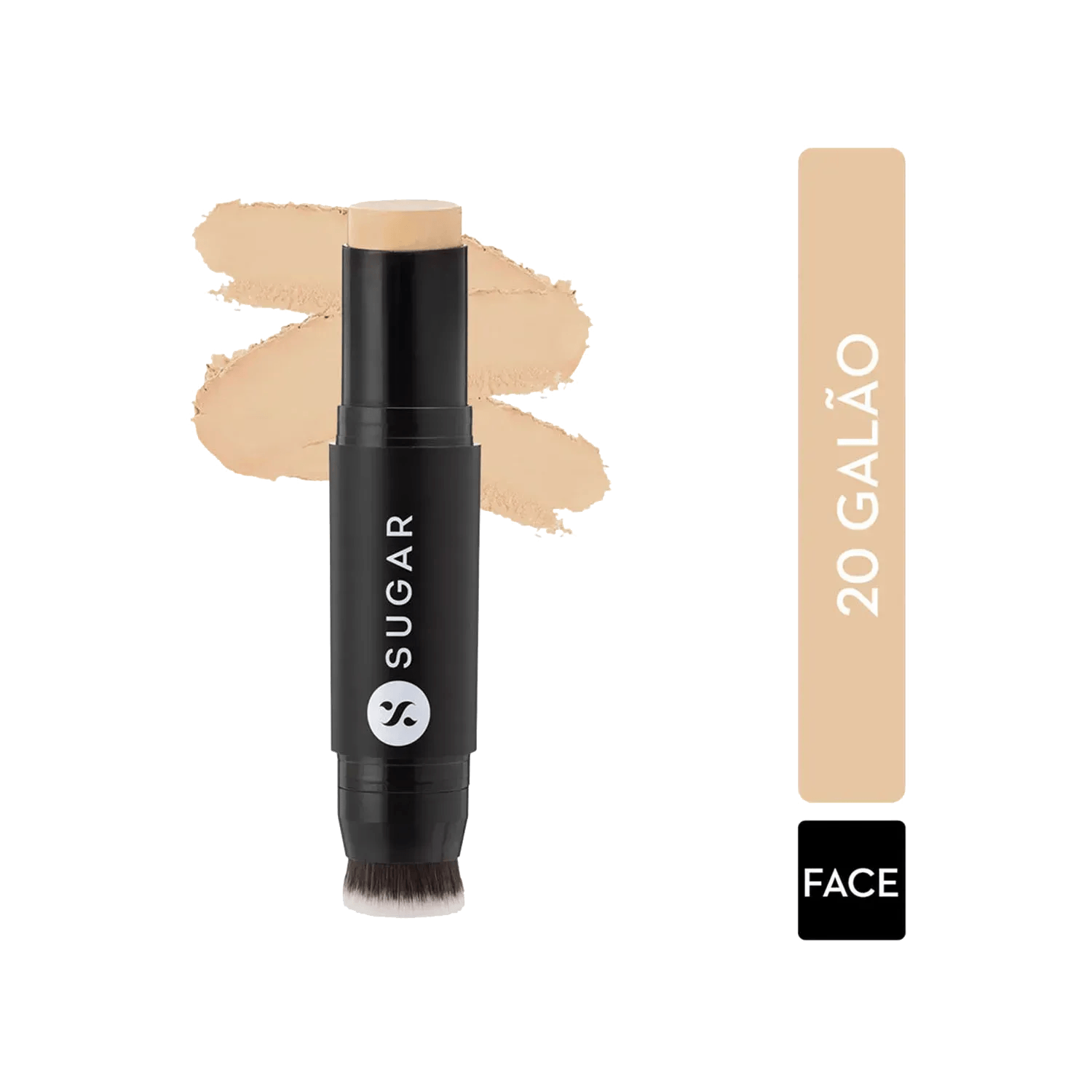 SUGAR Cosmetics | SUGAR Cosmetics Ace Of Face Foundation Stick With Inbuilt Brush - 20 Gal (Light Medium, Golden Undertone) (12g)