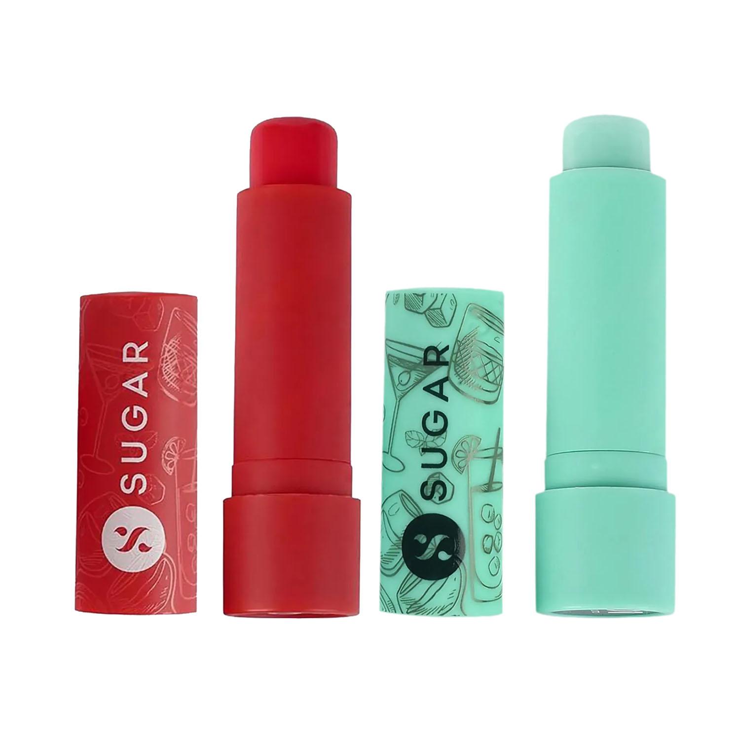 SUGAR Cosmetics Tipsy Lips Moisturizing Balm - 01 Mojito & 02 Cosmopolitan (Pack Of 2) Combo