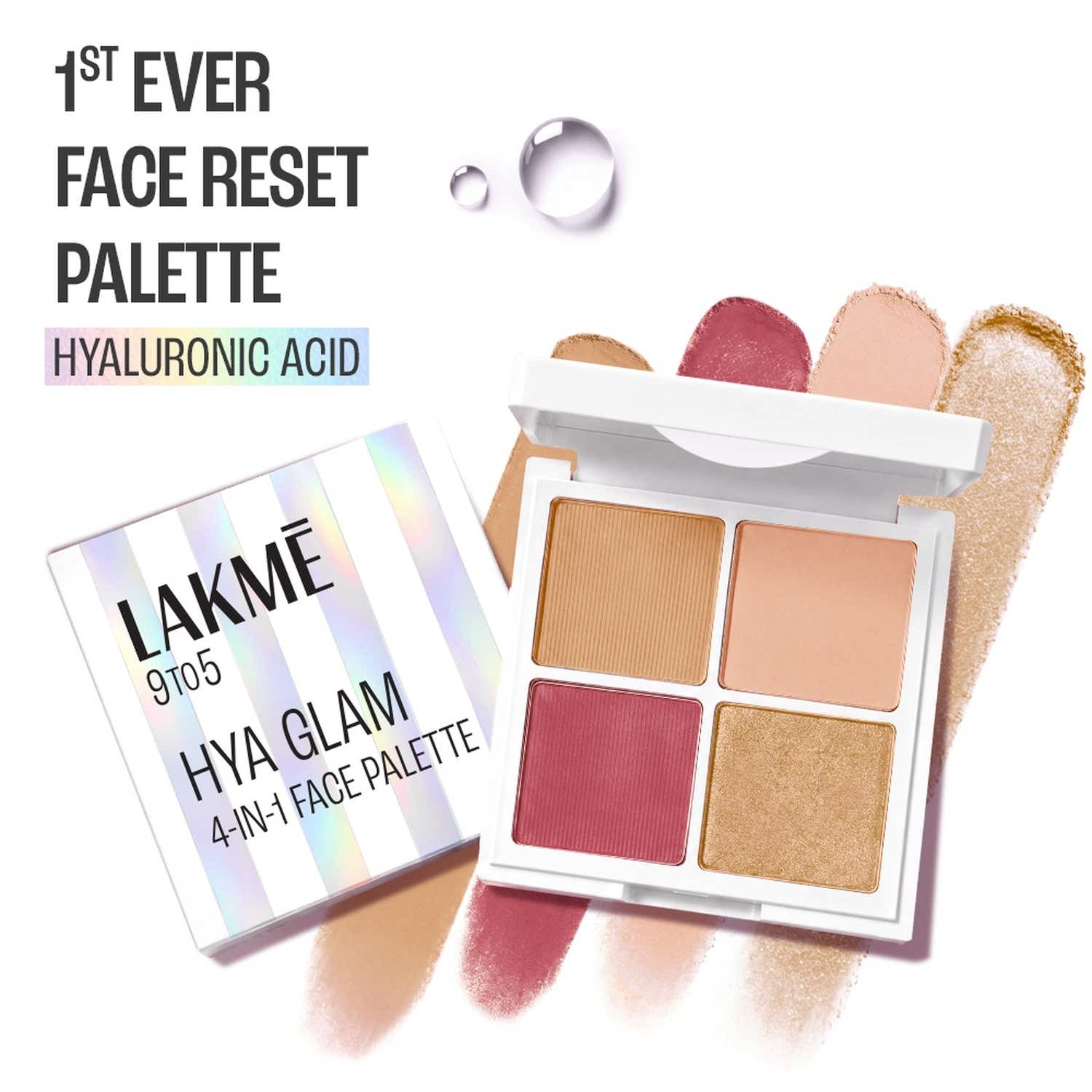 Lakme | Lakme 9To5 Hya Glam 4-In-1 Face Palette With Hyaluronic Acid - Warm Medium (16.2 g)
