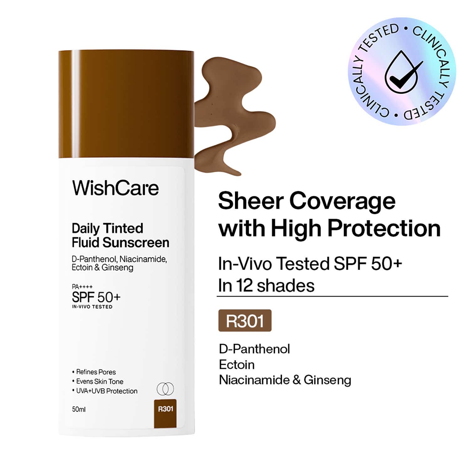 WishCare | WishCare Daily Fluid Tinted Sunscreen SPF50PA++++ R301 (50 ml)