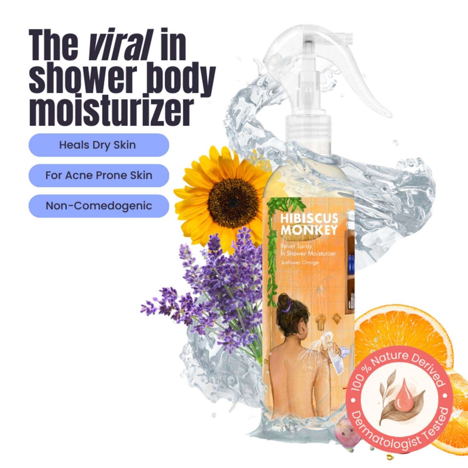 Hibiscus Monkey | Hibiscus Monkey Sunflower Orange Velvet Spray In-Shower Body Moisturiser (250ml)