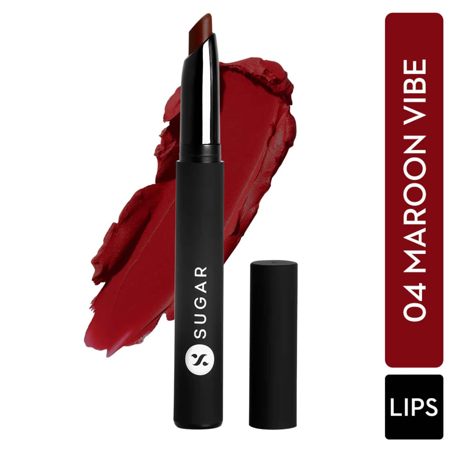 SUGAR Cosmetics | SUGAR Cosmetics Matte Attack Transferproof Lipstick - 04 Maroon Vibe (Dark Red) (2g)