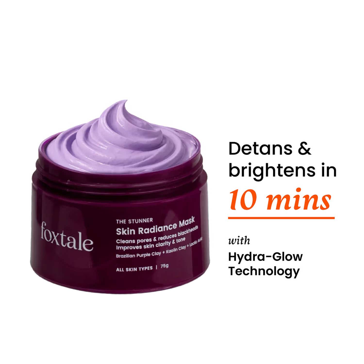 Foxtale | Foxtale De-Tan Skin Radiance Mask with Lactic Acid Brazilian Purple Clay and Kaolin Clay (75 g)