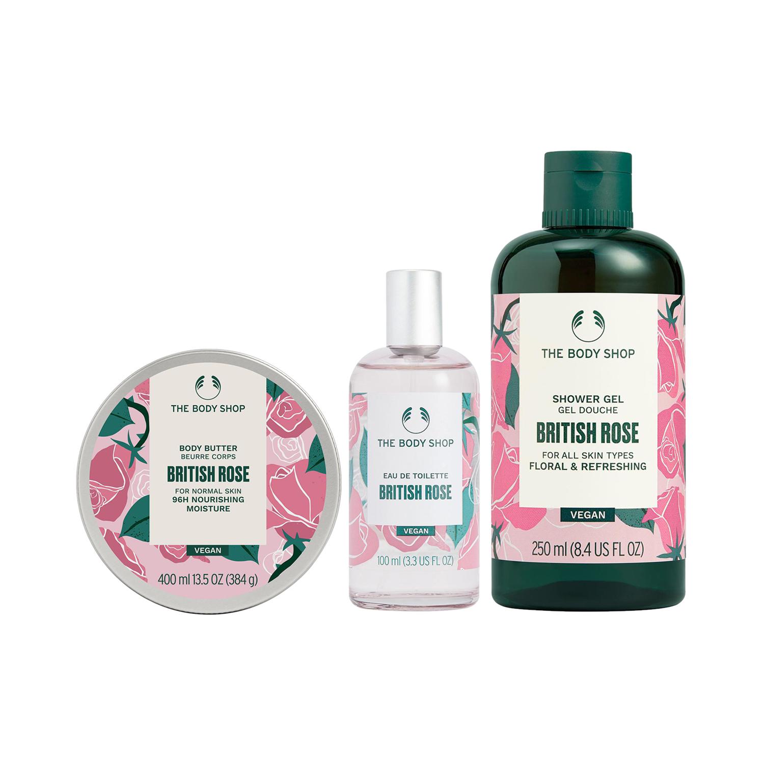 The Body Shop | The Body Shop British Rose Shower Gel, Body Yogurt & Eau De Toilette Combo