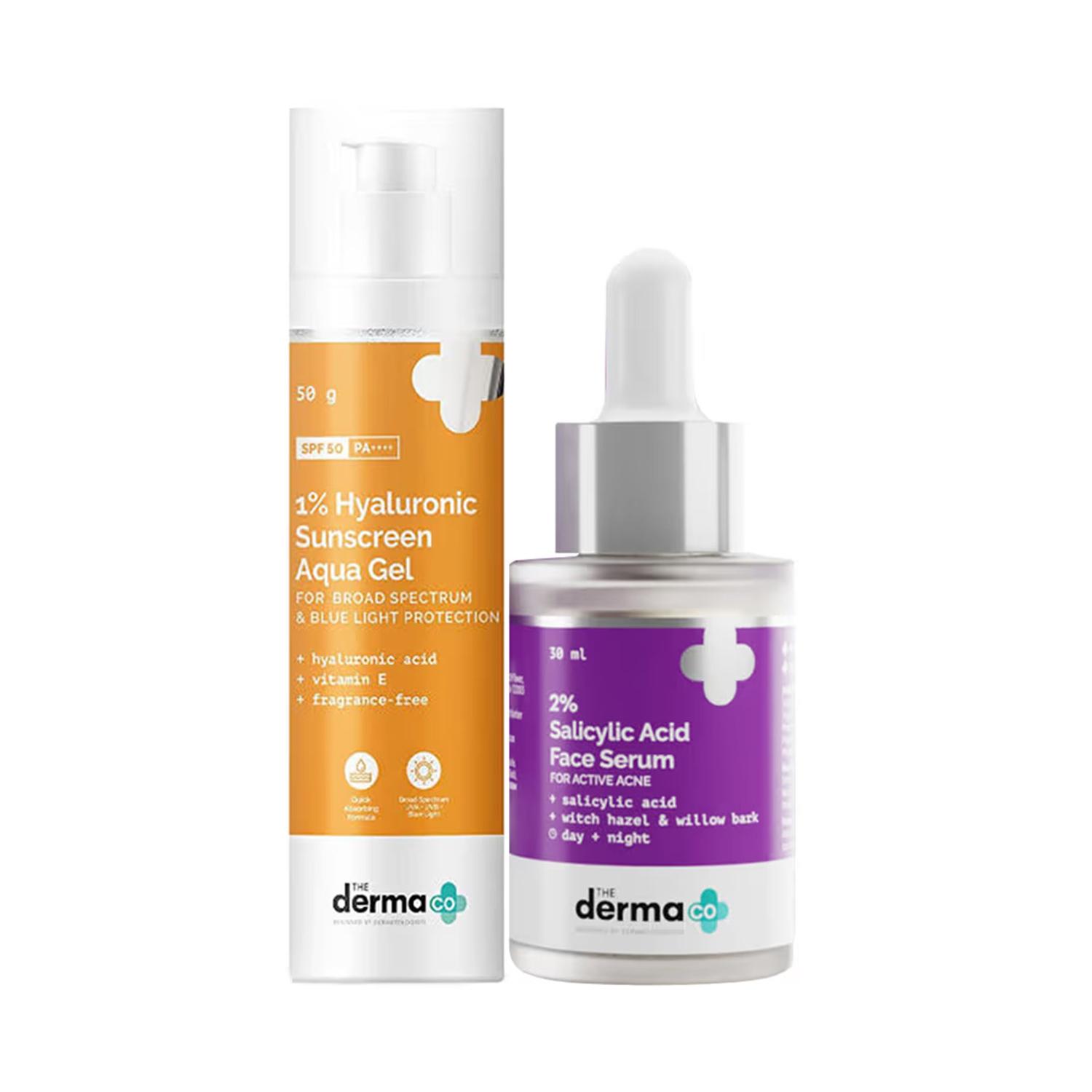 The Derma Co 1% Hyaluronic Sunscreen and 2% Salicylic Serum Combo