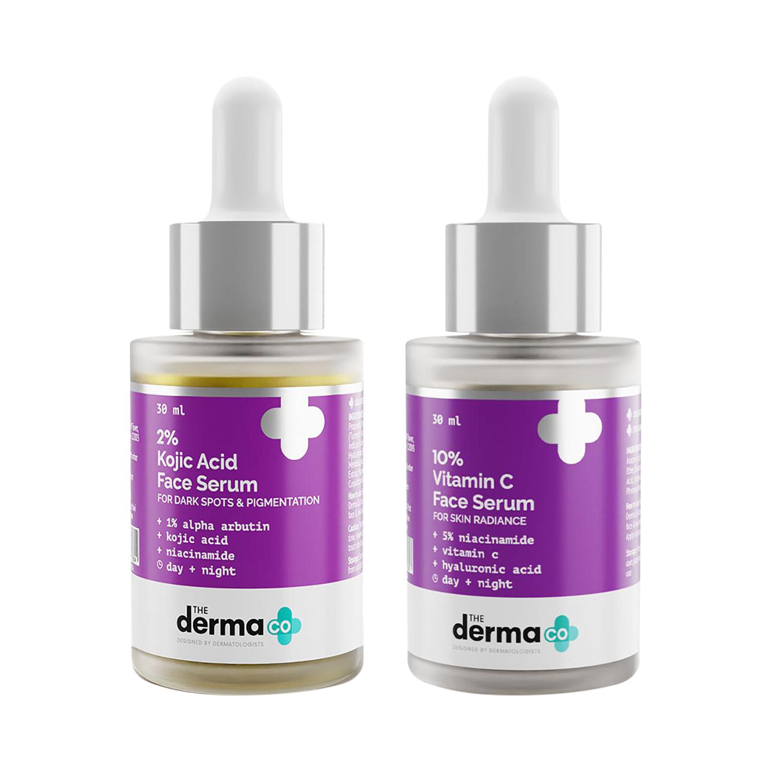 The Derma Co | The Derma Co 2% Kojic Acid Face Serum & The Derma Co 10% Vitamin C Face Serum Combo (30 ml)