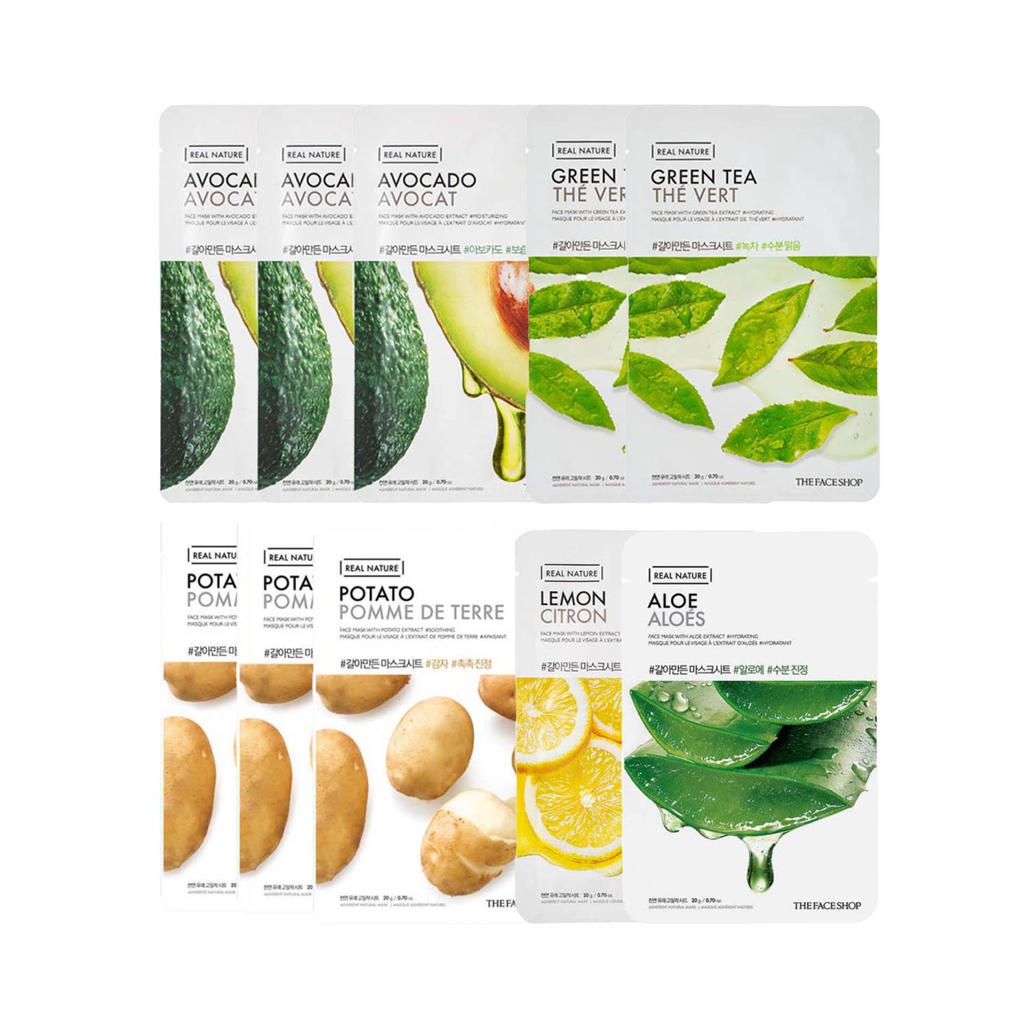 The Face Shop | The Face Shop Real Nature Glowing Bride Masksheet Combo (Pack of 10)