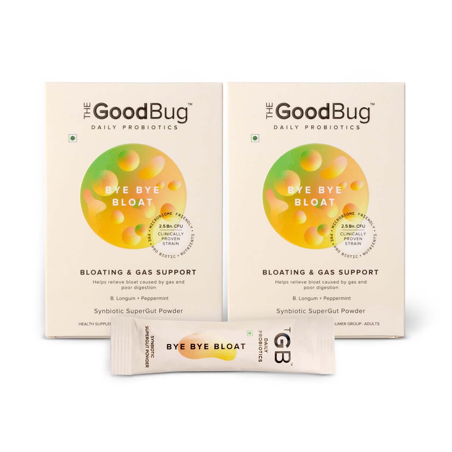 The Good Bug | The Good Bug Bye Bye Bloat Supergut Powder For Bloating & Gas Support (Pack Of 2 x 15 Sachet) Combo