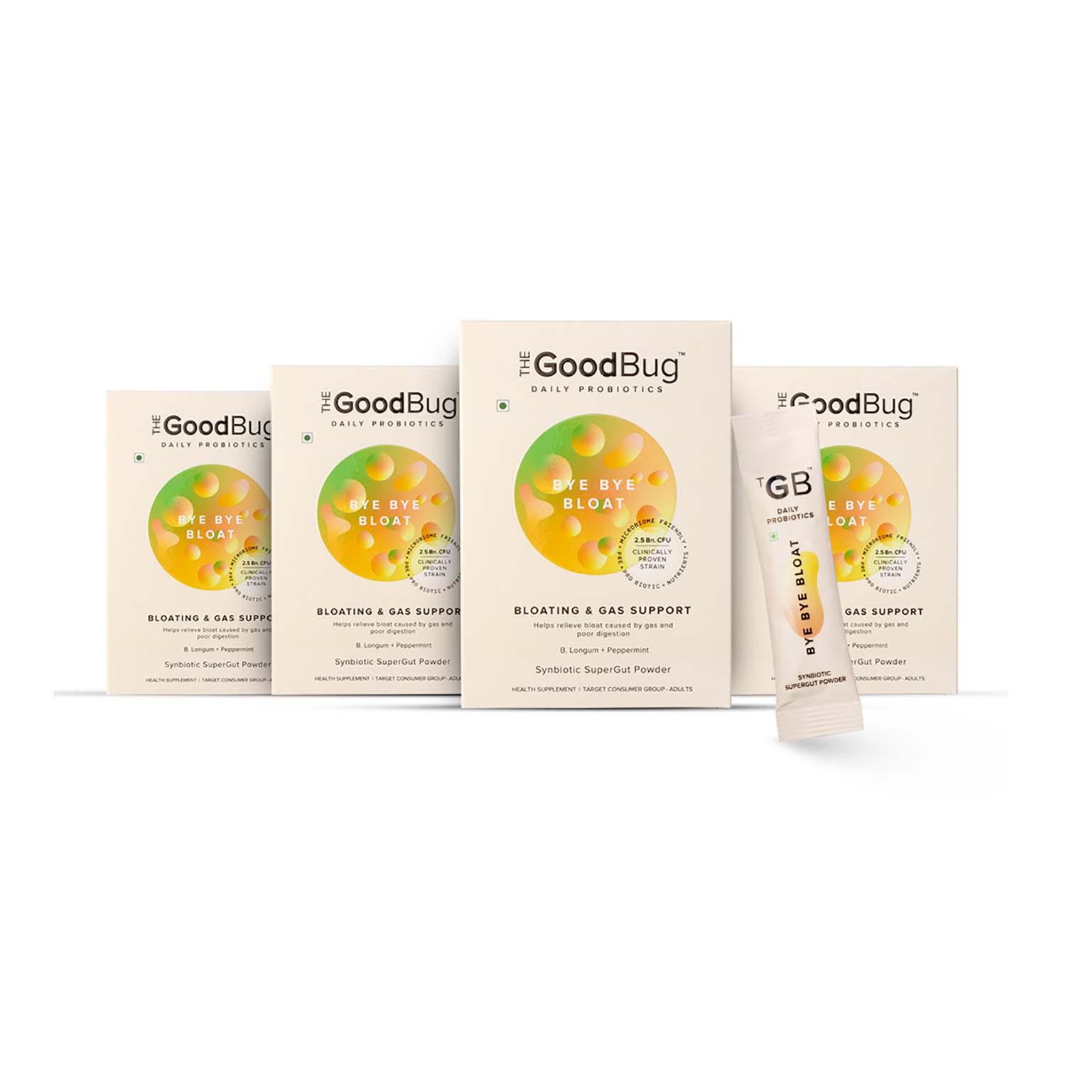 The Good Bug | The Good Bug Bye Bye Bloat Supergut Powder For Bloating & Gas Support (Pack Of 4 x 15 Sachet) Combo