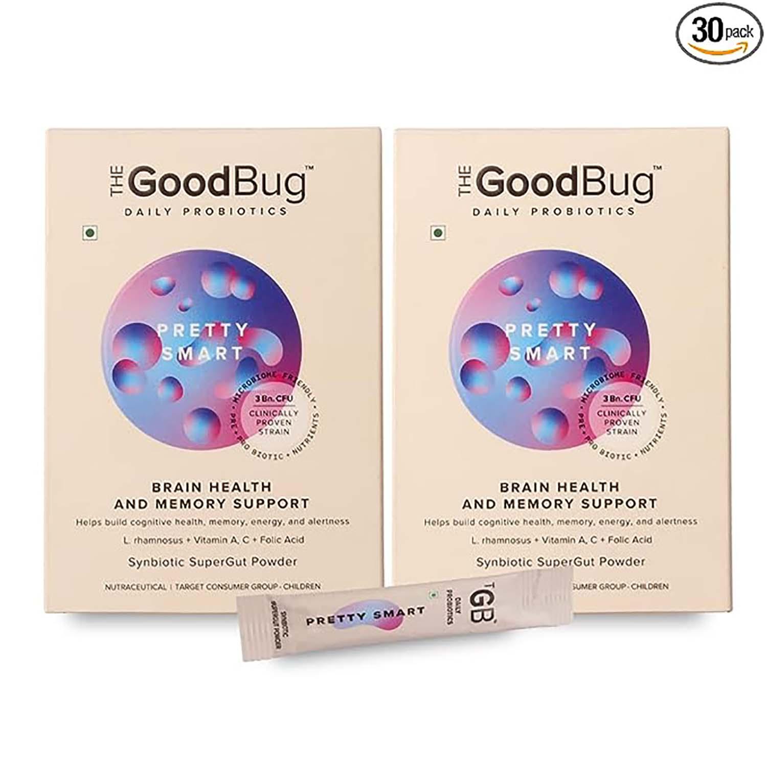 The Good Bug Pretty Smart Supergut Powder For Kids'S Brain Health & Memory (Pack Of 2 x 15) Combo