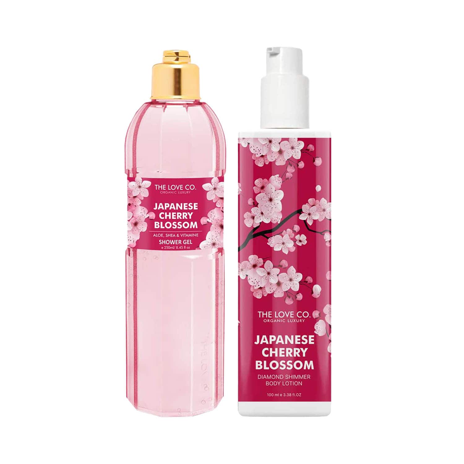 THE LOVE CO. | THE LOVE CO. Japanese Cherry Blossom Shower Gel + Diamond Shimmer Lotion Pack of 2 Combo