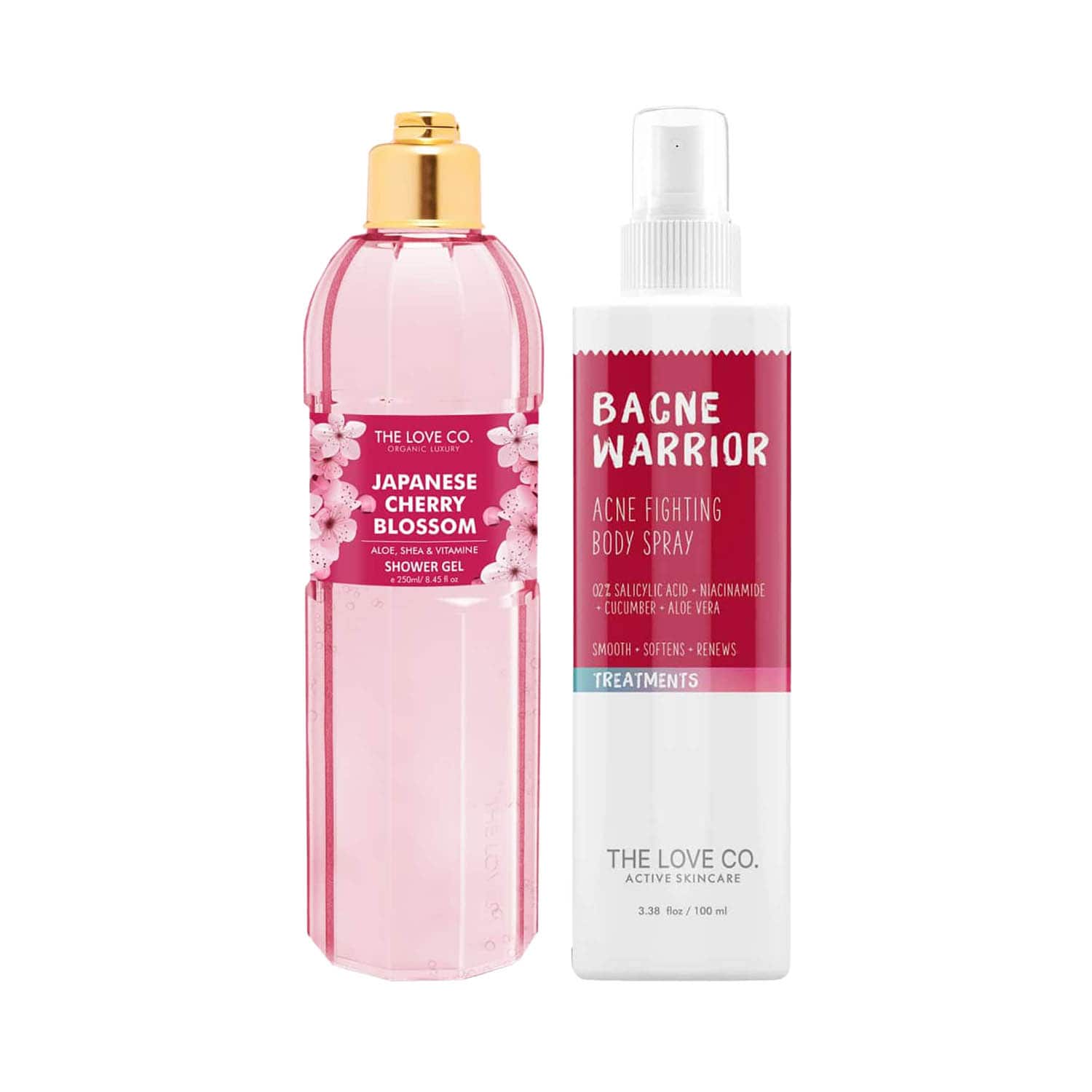 THE LOVE CO. | THE LOVE CO. Japanese Cherry Blossom Shower Gel + Acne Spray Pack of 2 Combo