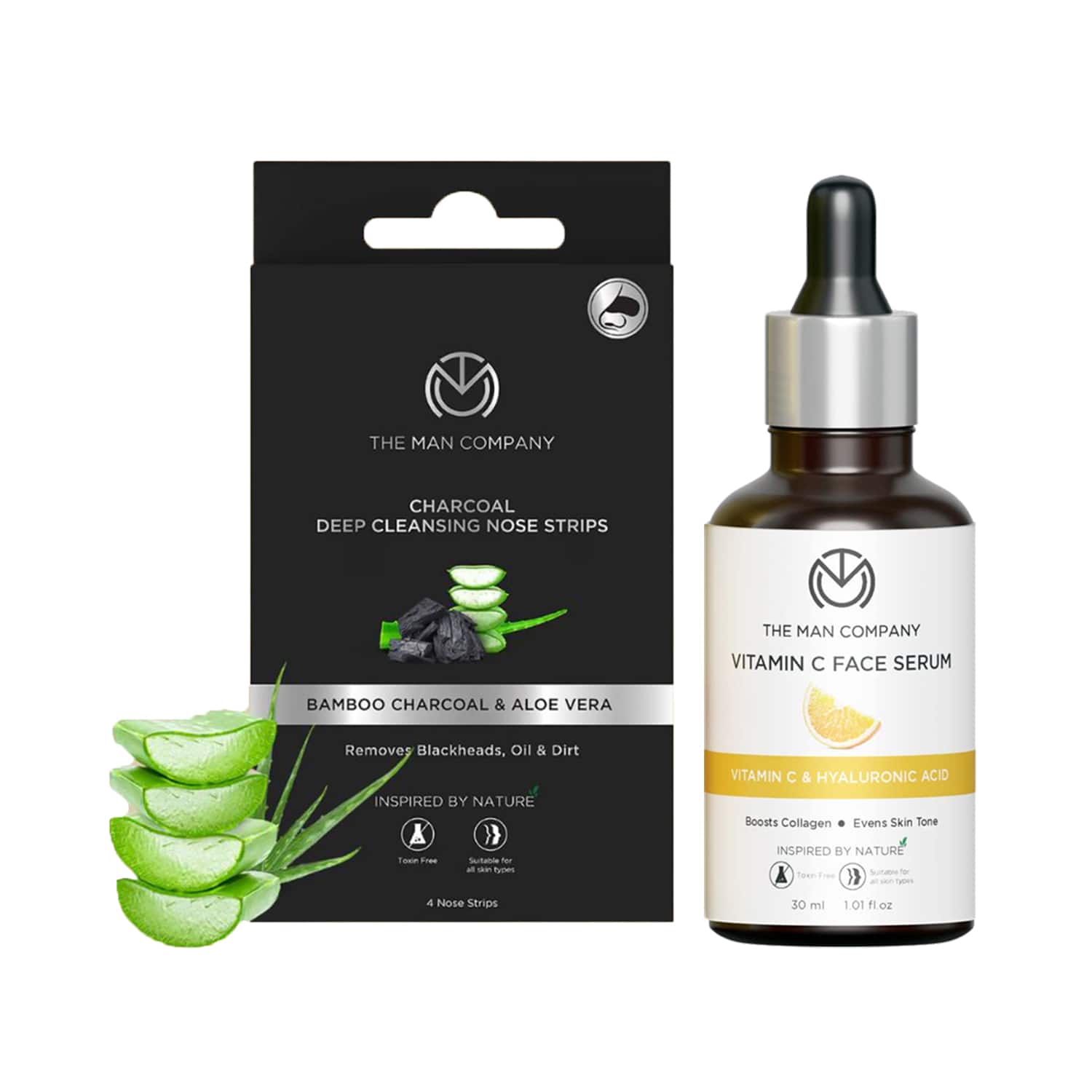 The Man Company | The Man Company Vitamin C Face Serum & Charcoal Deep Cleanshing Nose Strips Combo