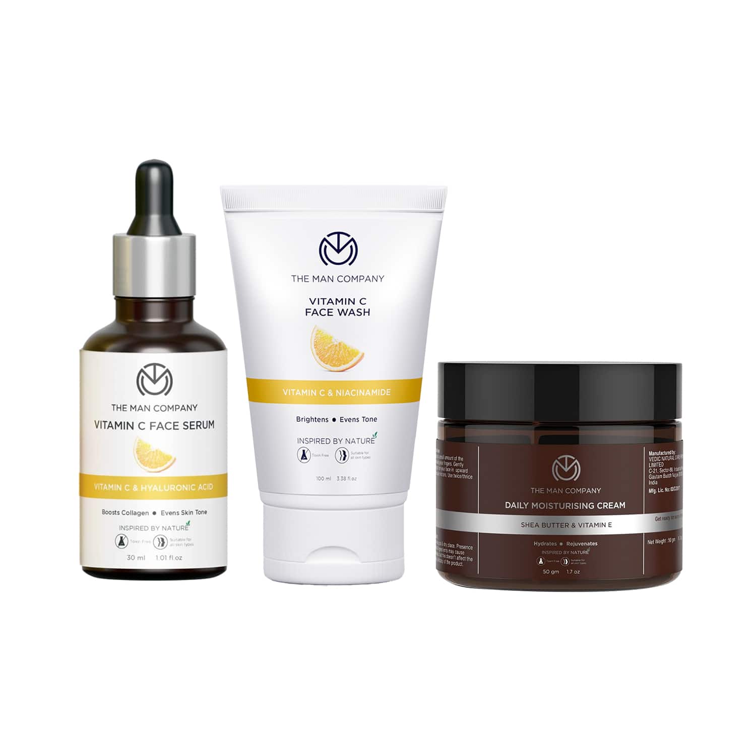 The Man Company | The Man Company Moisturising Cream, 40% Vitamin C Face Serum & Vitamin C Face Wash Combo