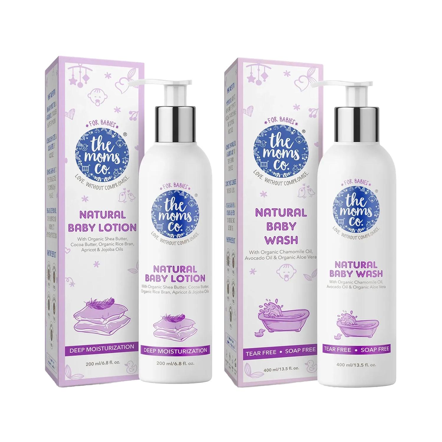 The Mom's Co. Natural Baby Lotion (200ml) & Natural Baby Wash (400ml) Combo