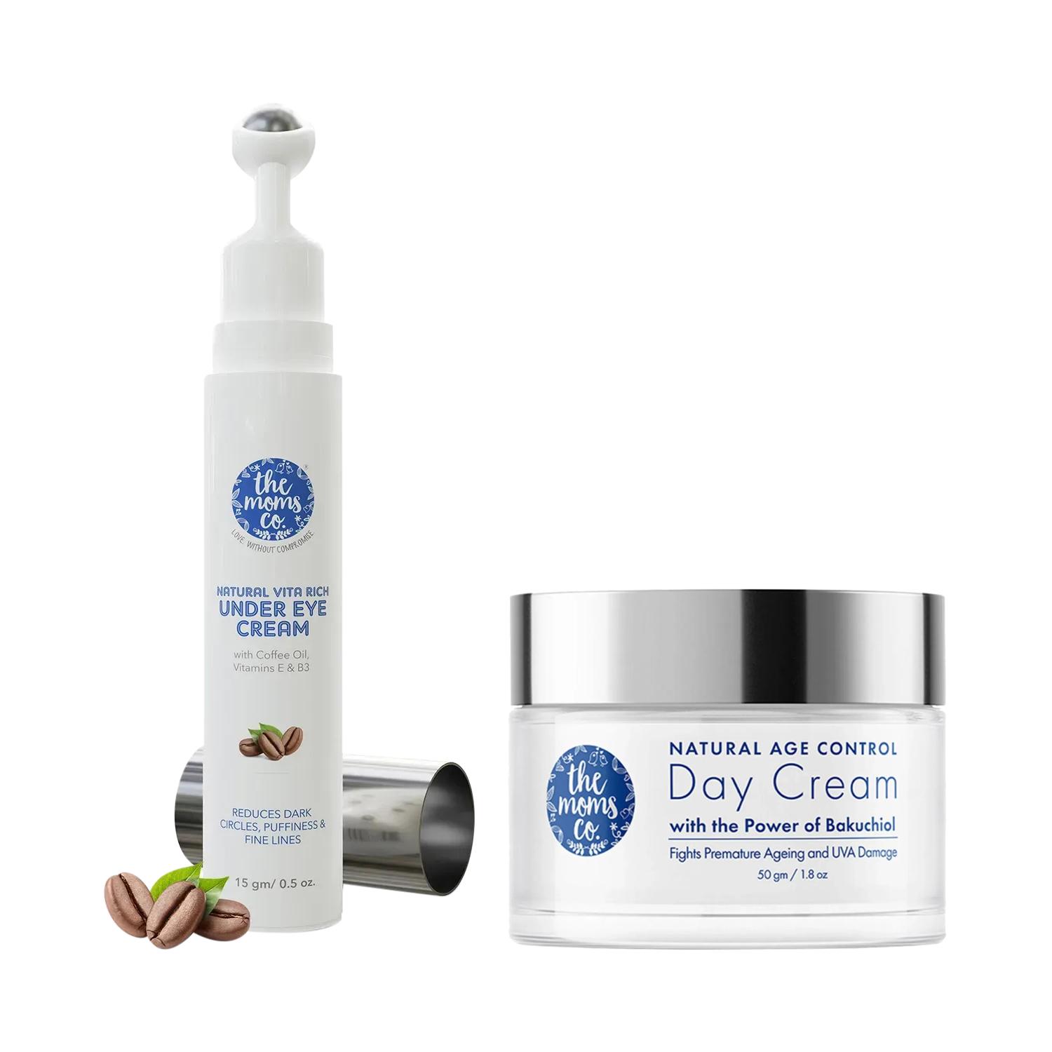 The Mom's Co. Vita Rich Under Eye Cream with Coffee Oil & Natural Age Control Day Cream (50g) Combo