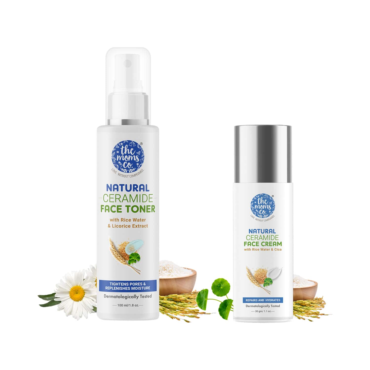 The Mom's Co. | The Mom's Co. Natural Ceramide Face Toner with Rice Moisture (100ml) & Natural Ceramide (30g) Combo