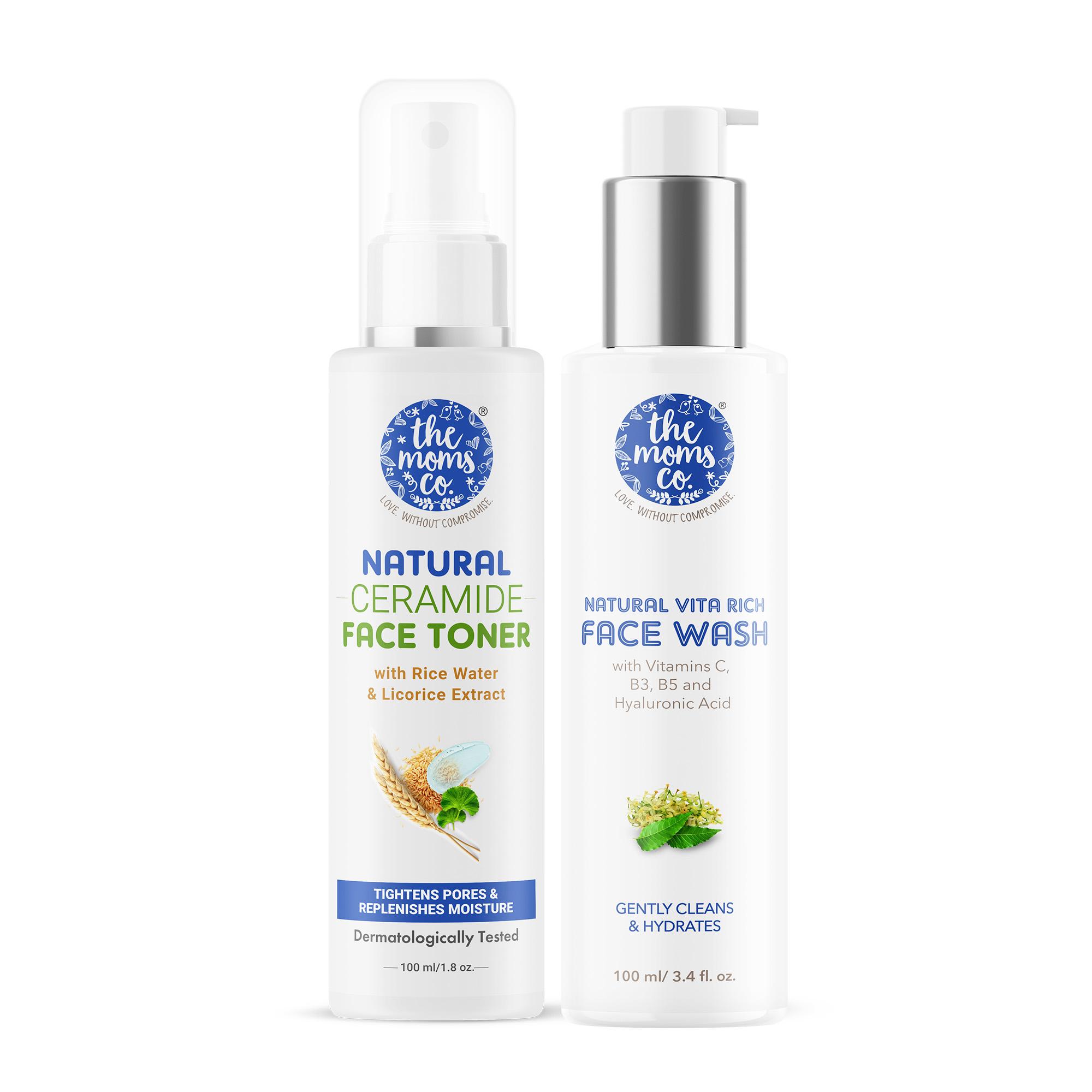 The Mom's Co. | The Mom's Co. Natural Ceramide Face Toner & Natural Vita Rich Face Wash Combo