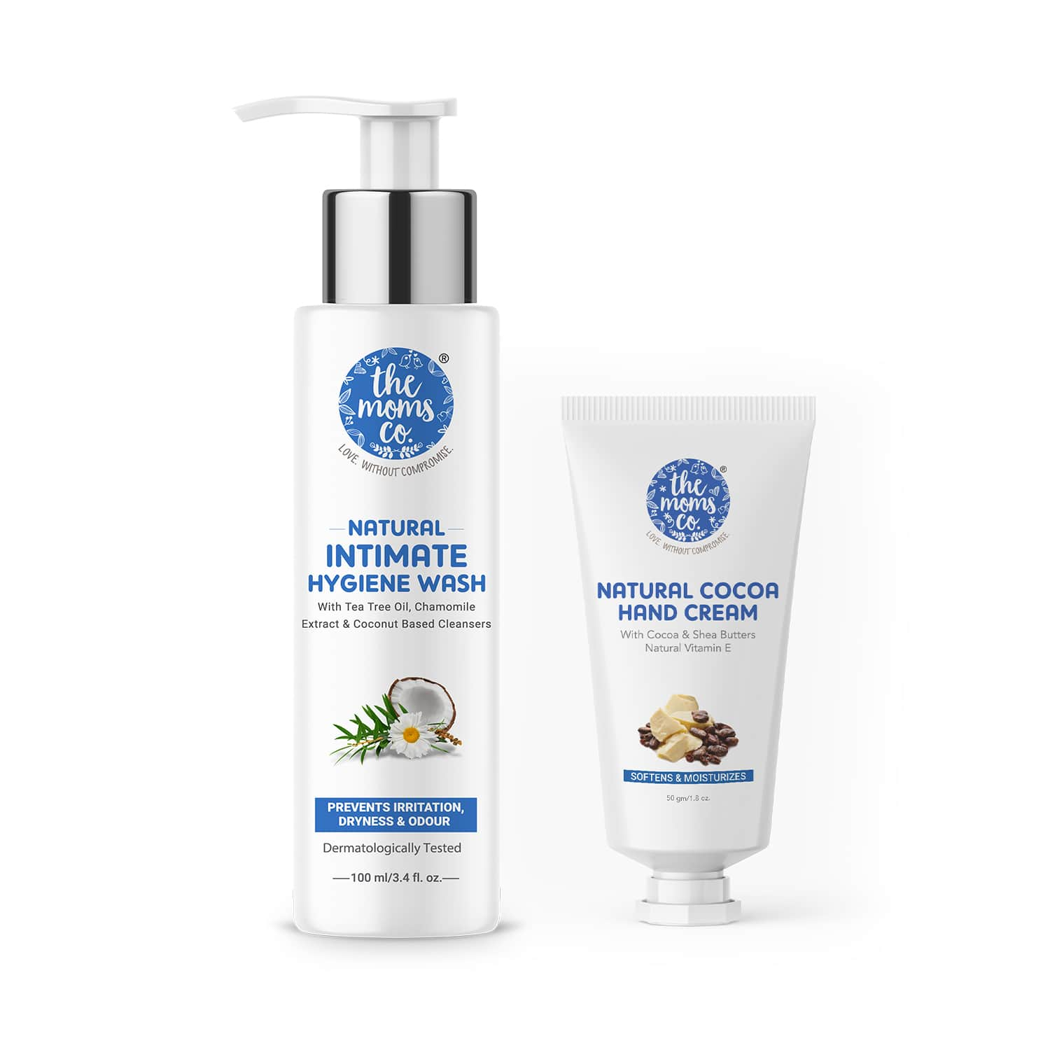 The Mom's Co. | The Mom's Co. Natural Cocoa Hand Cream & Natural Ph Balanced Intimate Hygiene Wash Combo