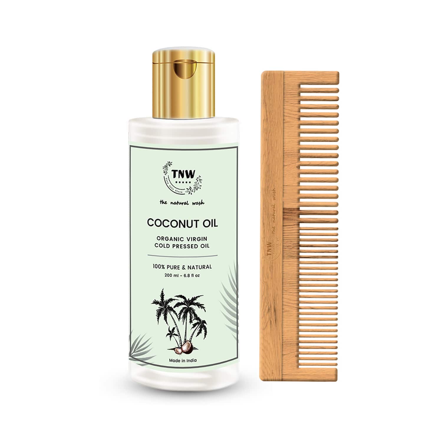 TNW The Natural Wash | TNW - The Natural Wash Neem Wood Comb and Coconut Oil Combo