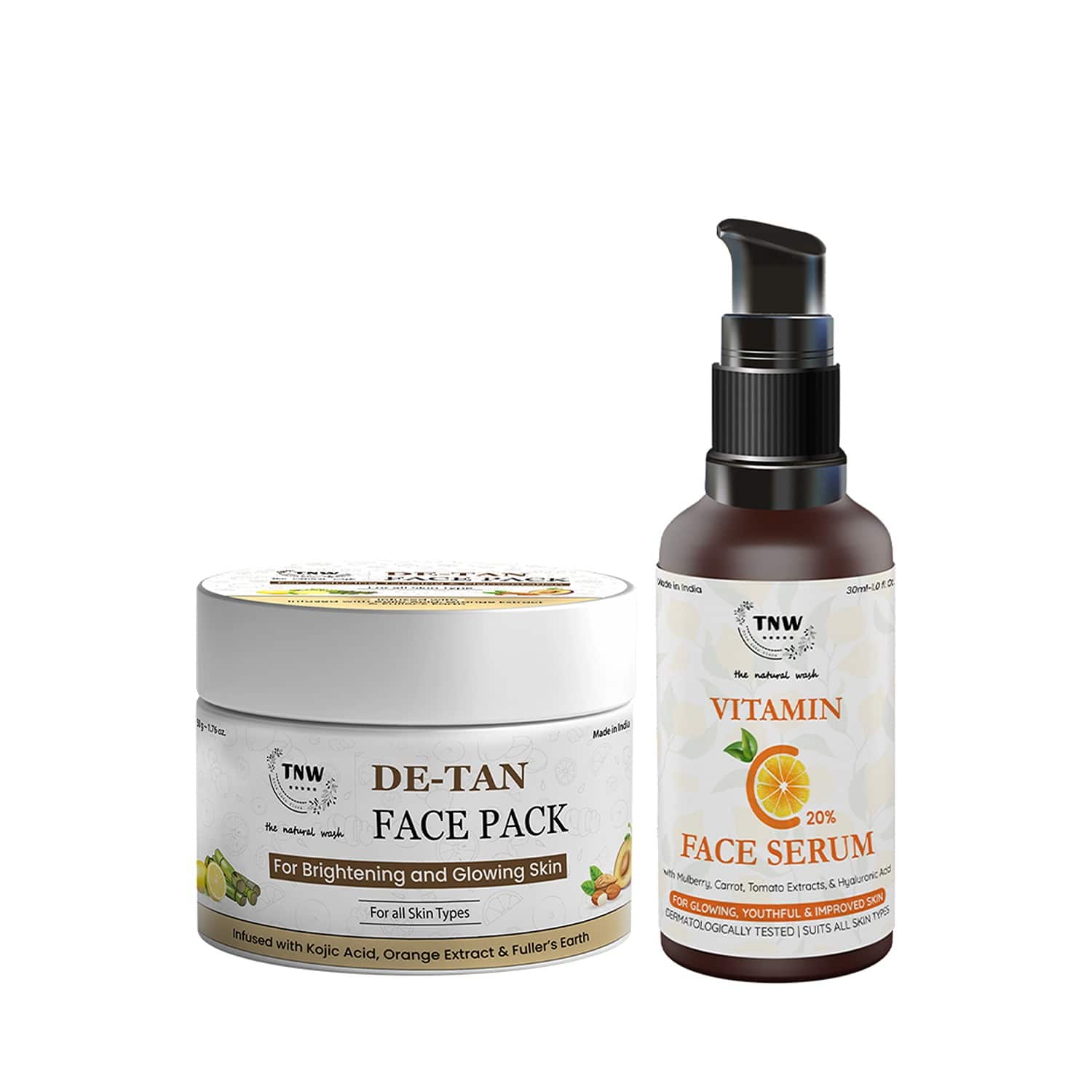 TNW The Natural Wash | TNW The Natural Wash Vitamin C Face Serum and De Tan Face Pack Combo