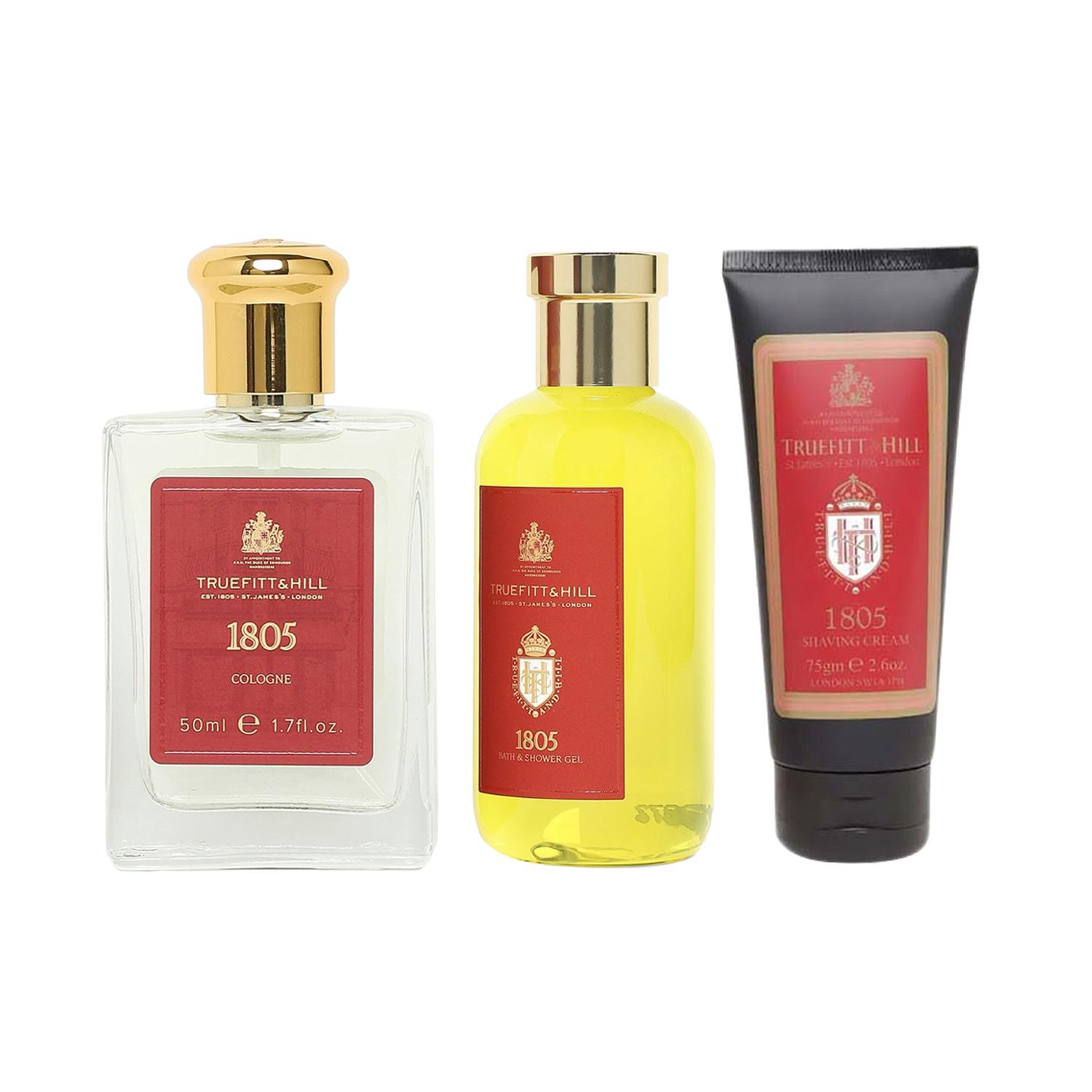 Truefitt & Hill | Truefitt and Hill 1805 Shave Cream Tube, Cologne Perfume, Bath & Shower Gel Essential Grooming Combo
