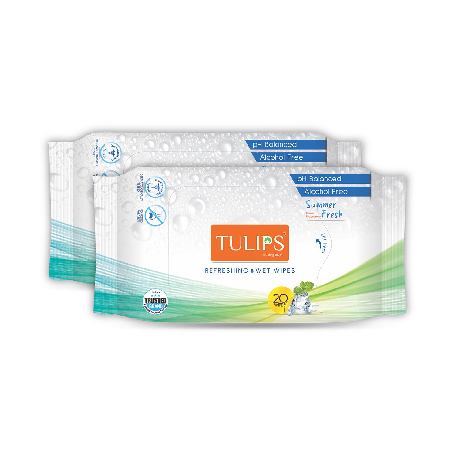 Tulips | Tulips Refreshing Wet Wipes (Summer Fresh ) Combo - (Pack Of 2)