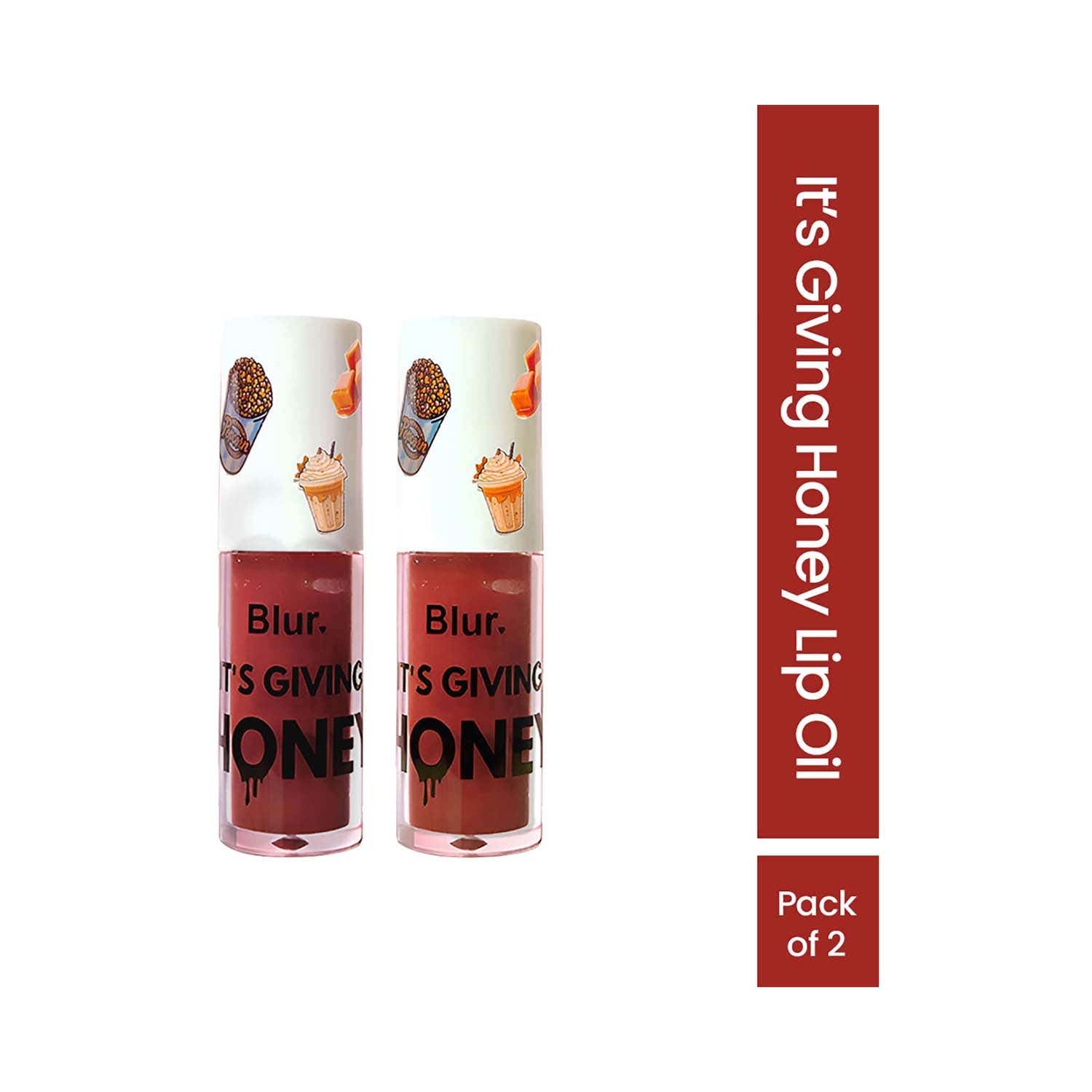 Blur India | Blur India It's Giving Honey Lip Oil Pack - Hazelnut & Burnt Honey (2 pcs)