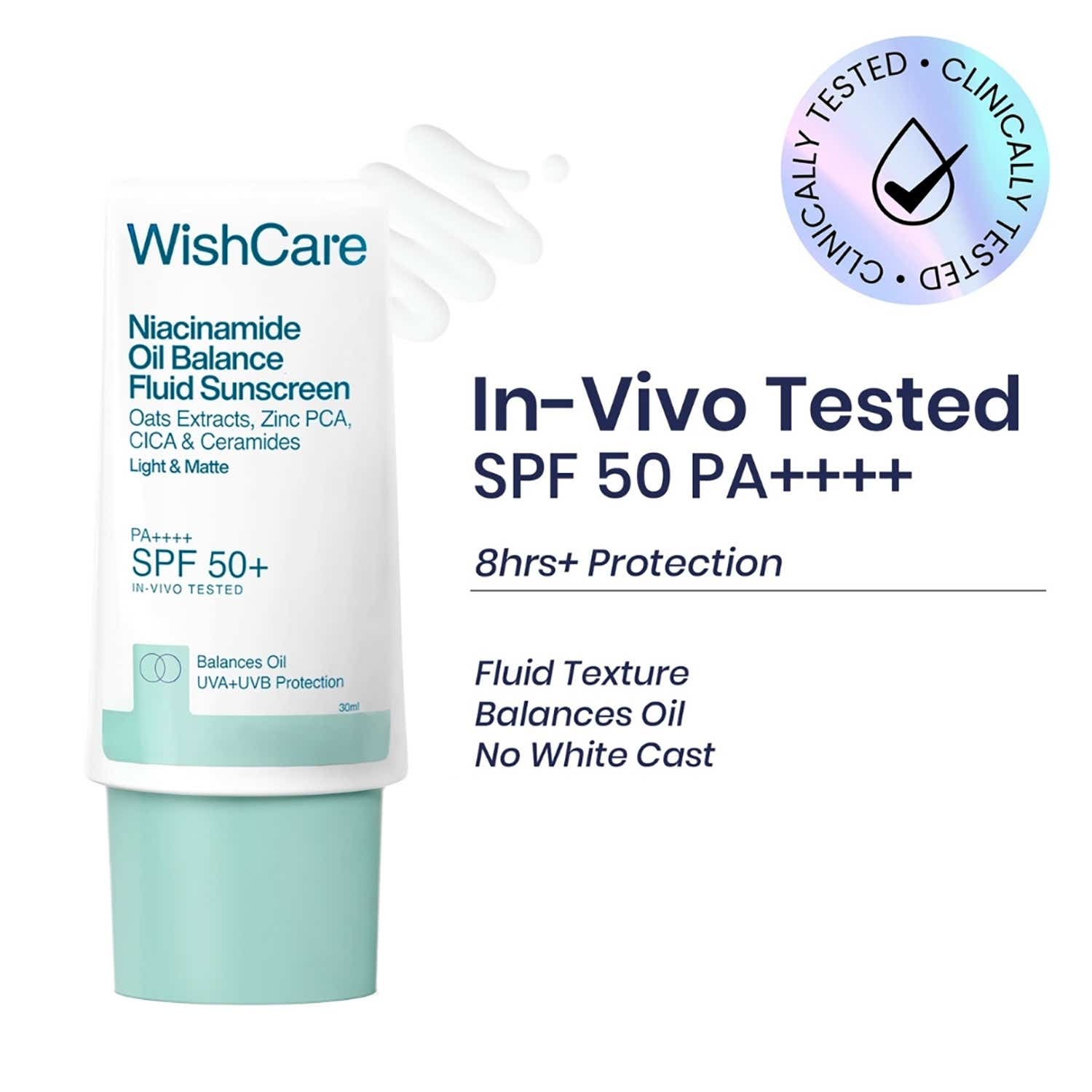 WishCare | WishCare Niacinamide Oil Balance Fluid Sunscreen for Oily Skin - SPF50 PA++++ In-Vivo Tested (30 ml)