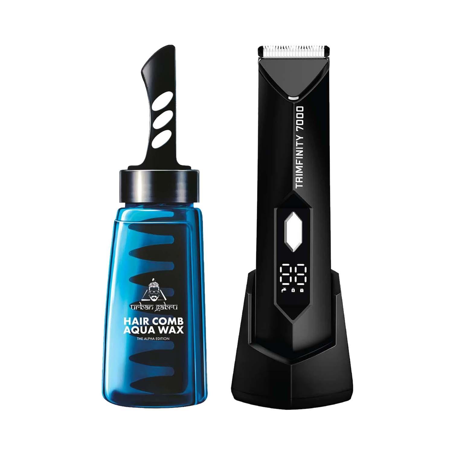 Urban Gabru | Urban Gabru Trim 7000 Body Trimmer For Men & Aqua Alpha Edition 2-in-1 Men Hair Styling Wax (260 ml)