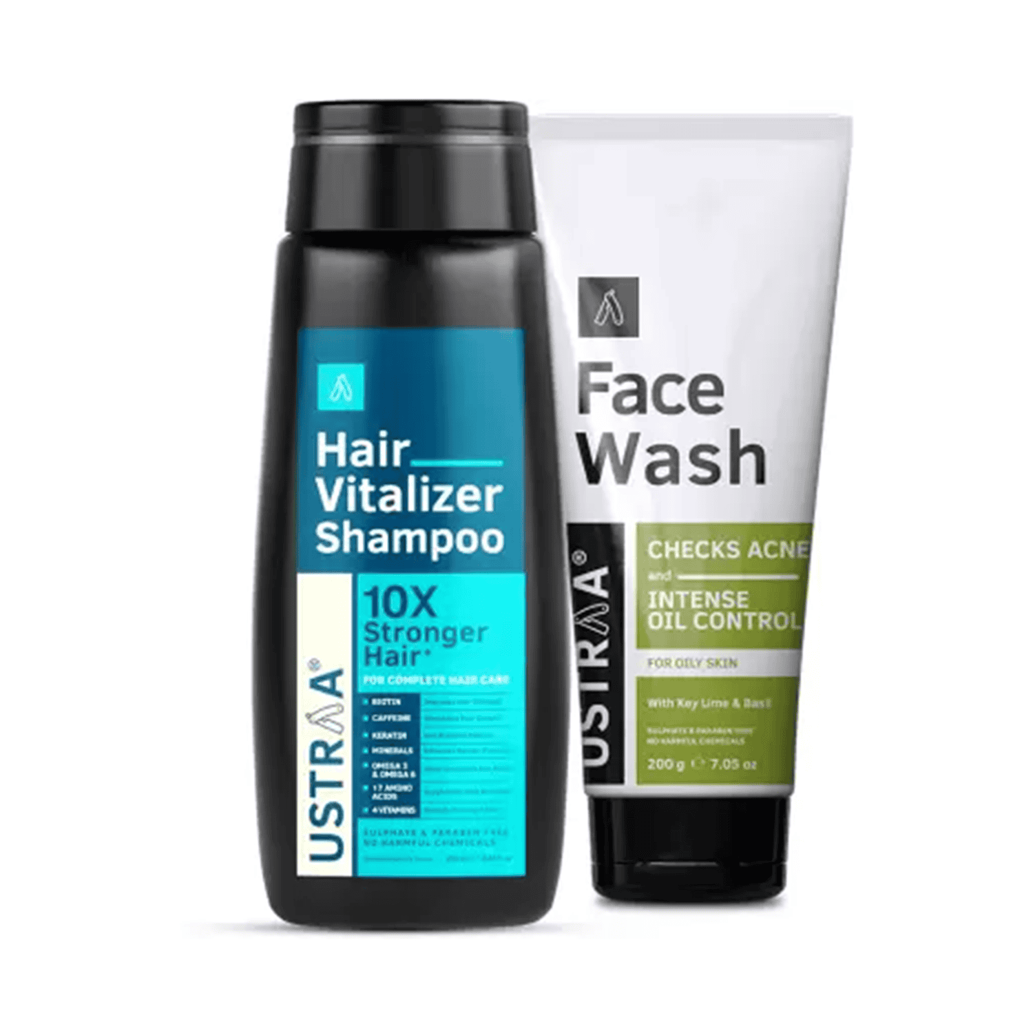 Ustraa | Ustraa Hair Vitalizer Shampoo & Face Wash Oily Skin Combo